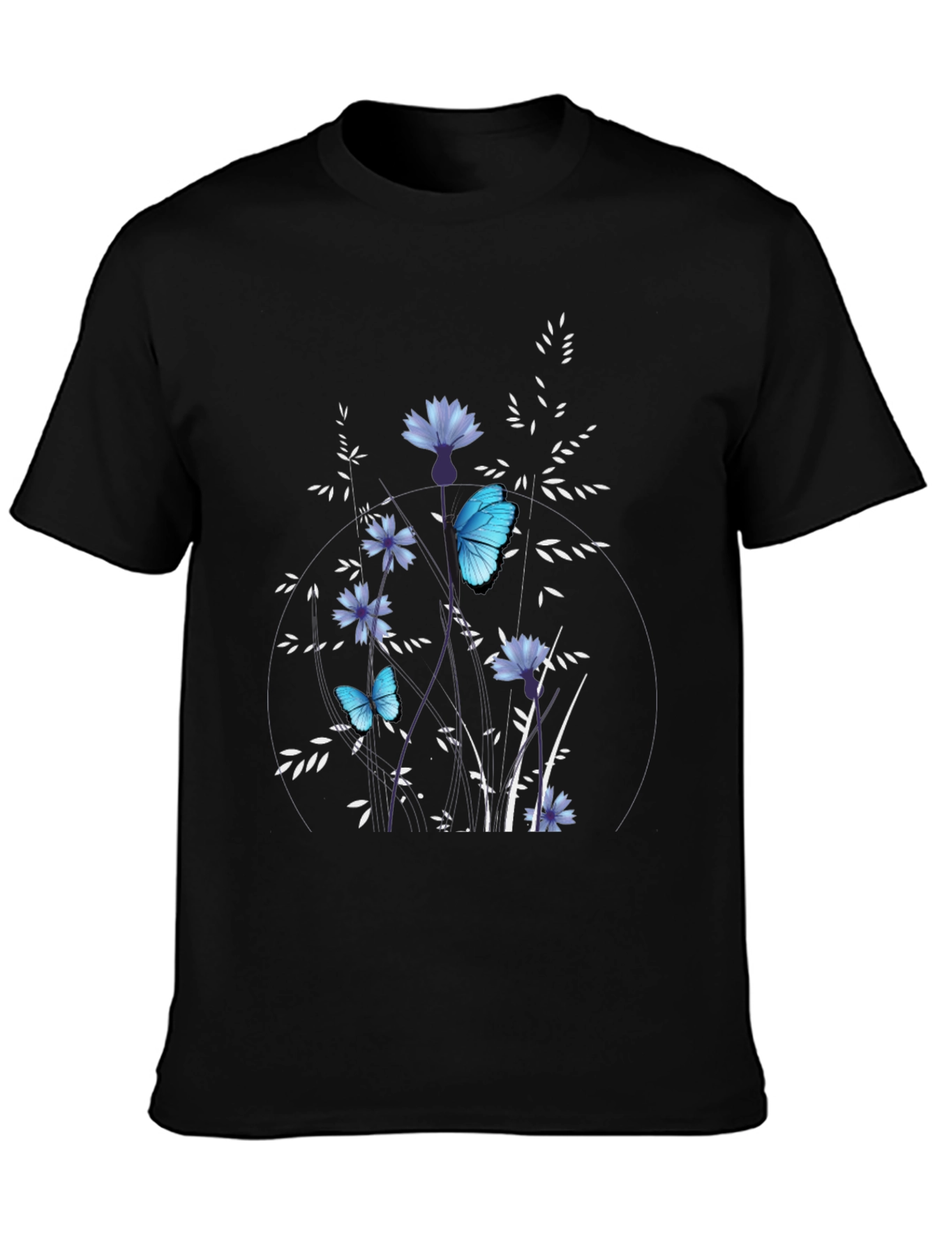 Black Butterfly & Floral Graphic Tee