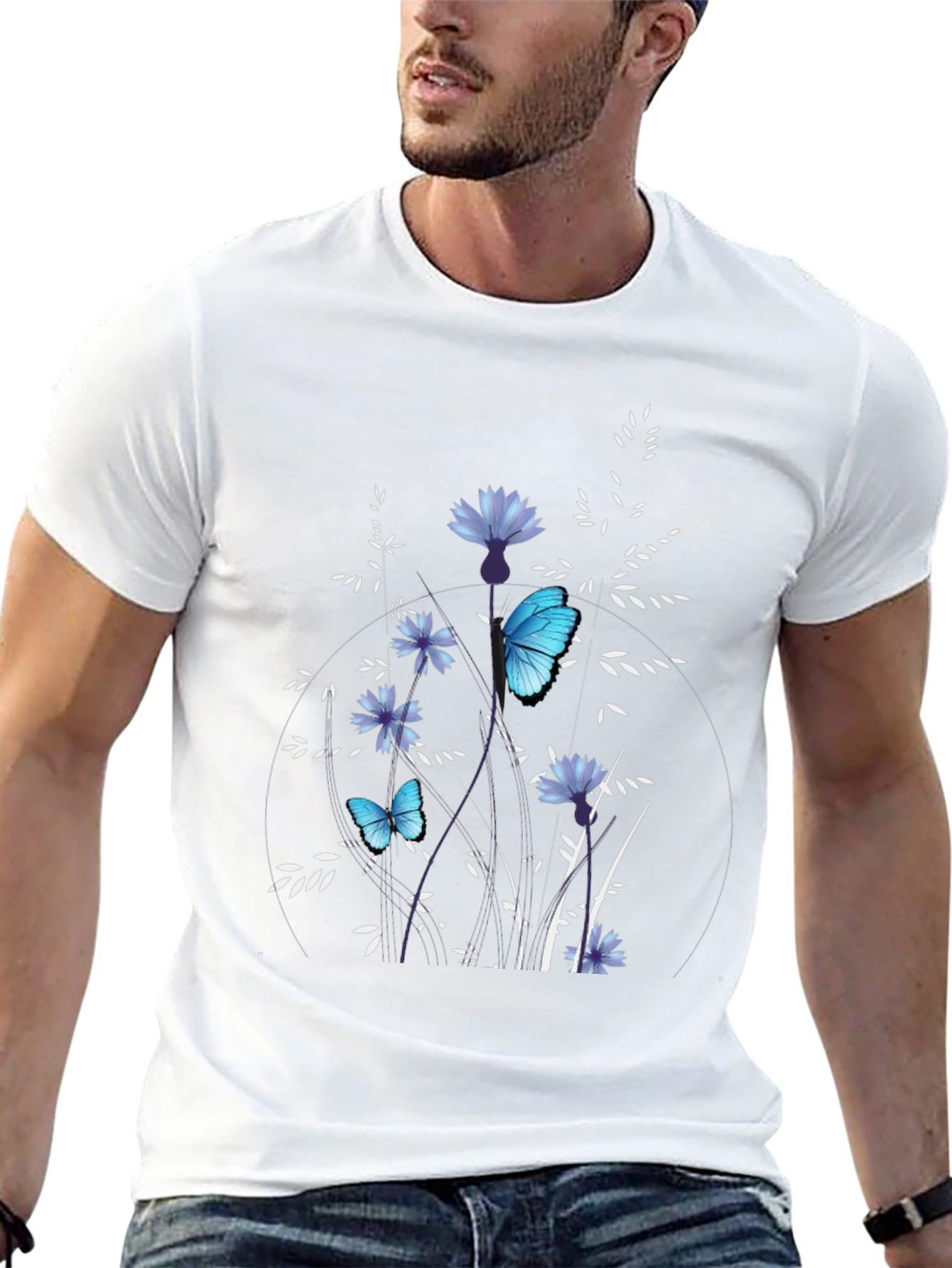 Black Butterfly & Floral Graphic Tee