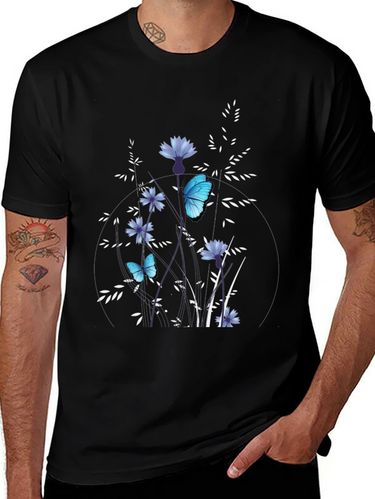 Black Butterfly & Floral Graphic Tee