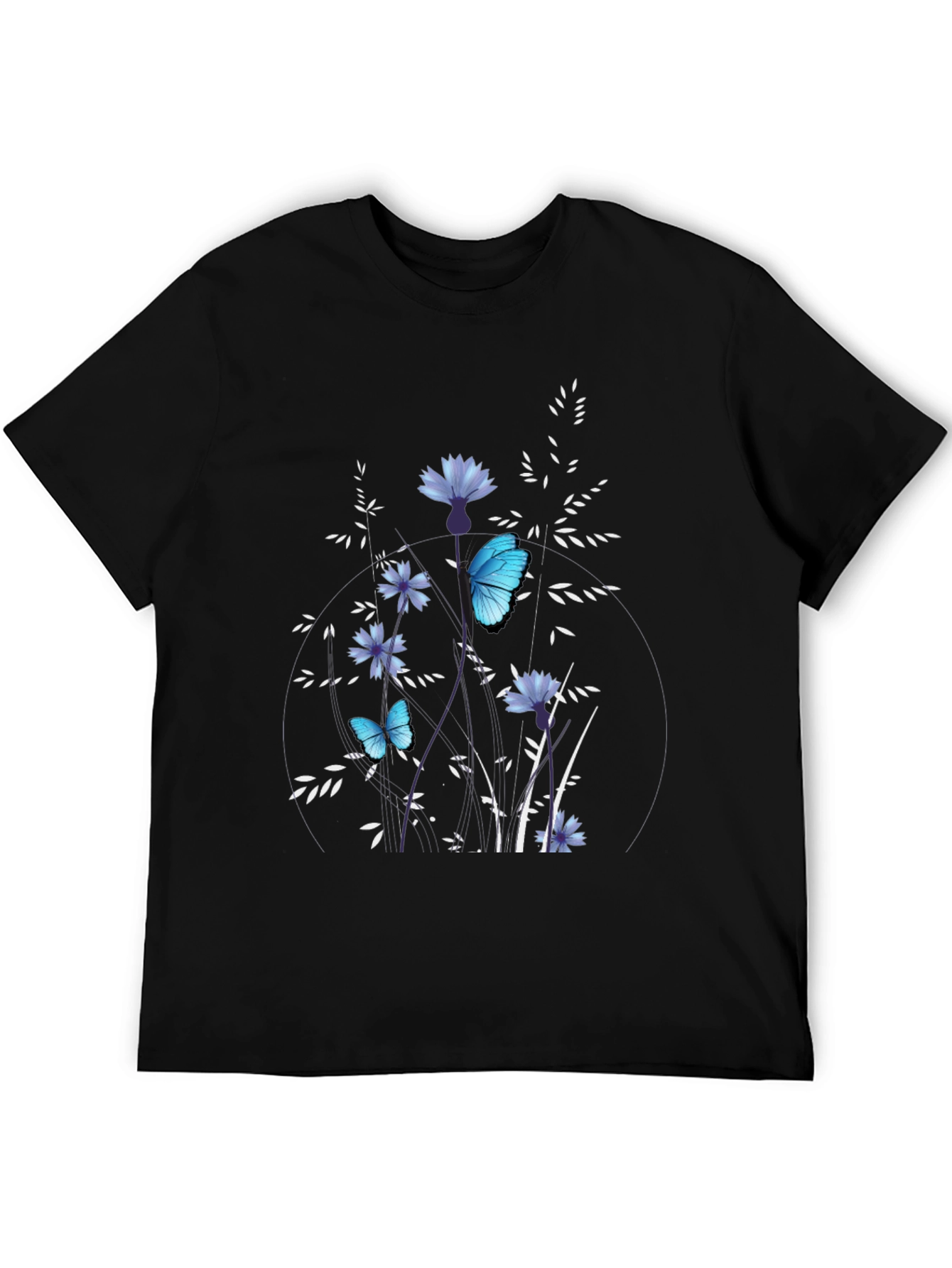 Black Butterfly & Floral Graphic Tee