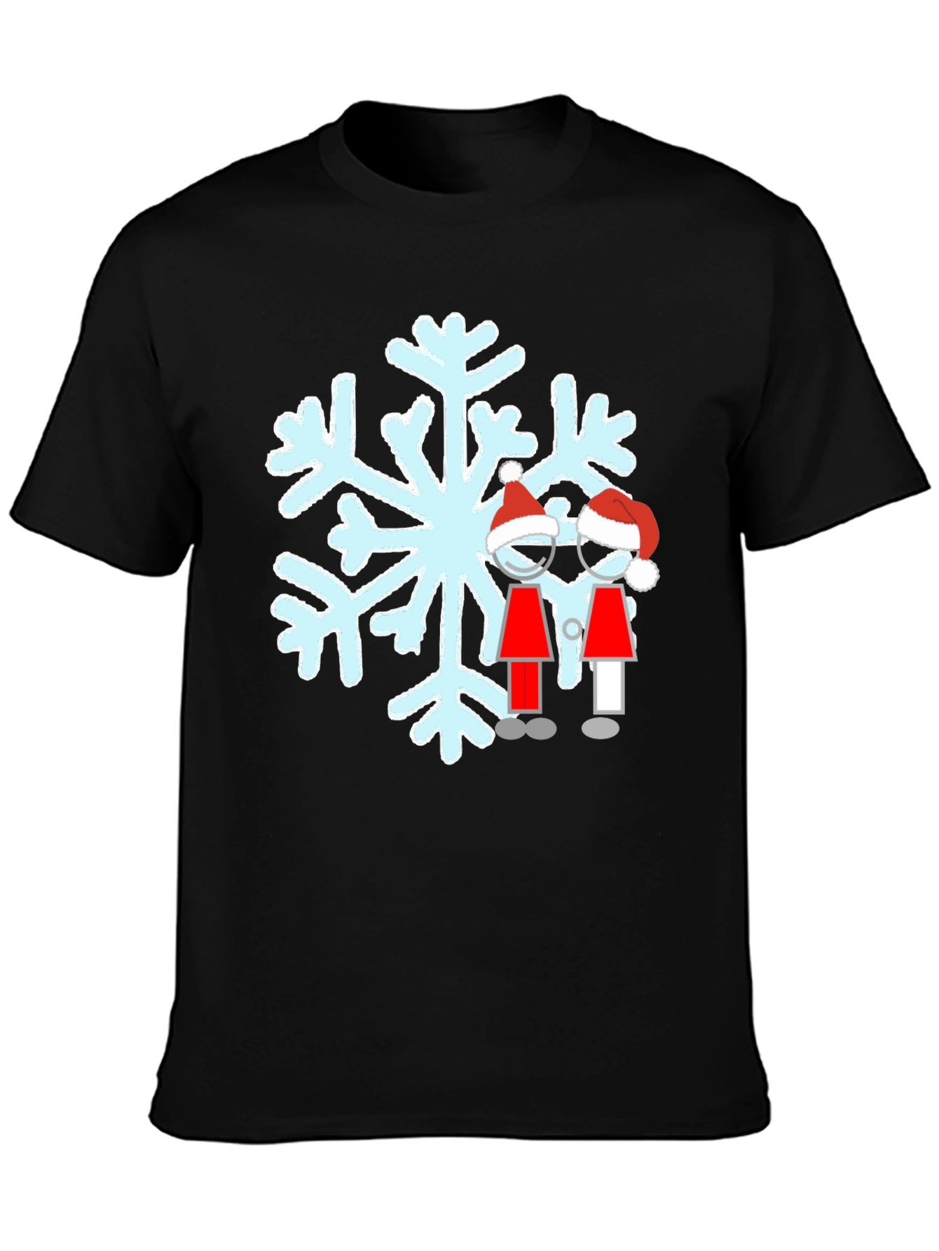 Festive Snowflake Couple Graphic T-Shirt