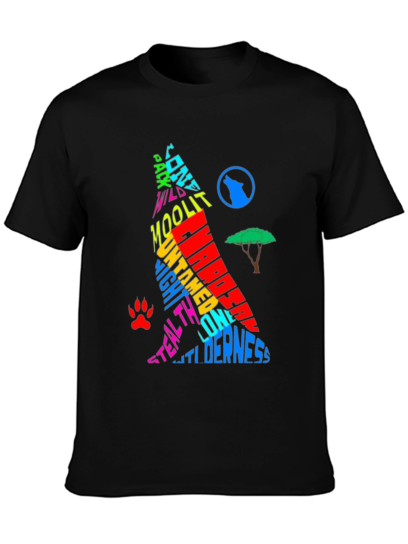 Wolf Silhouette Graphic Print T-Shirt