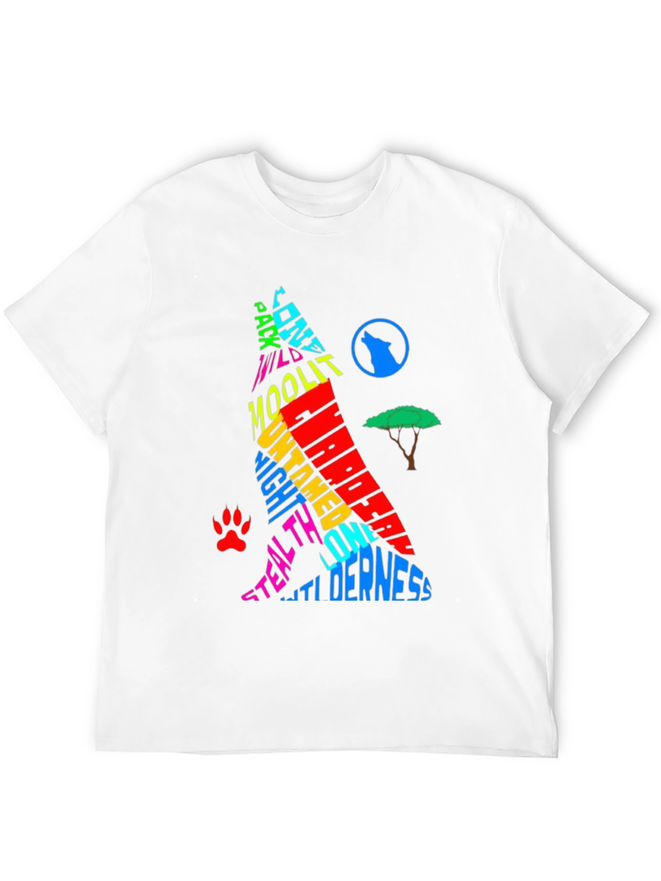 Wolf Silhouette Graphic Print T-Shirt