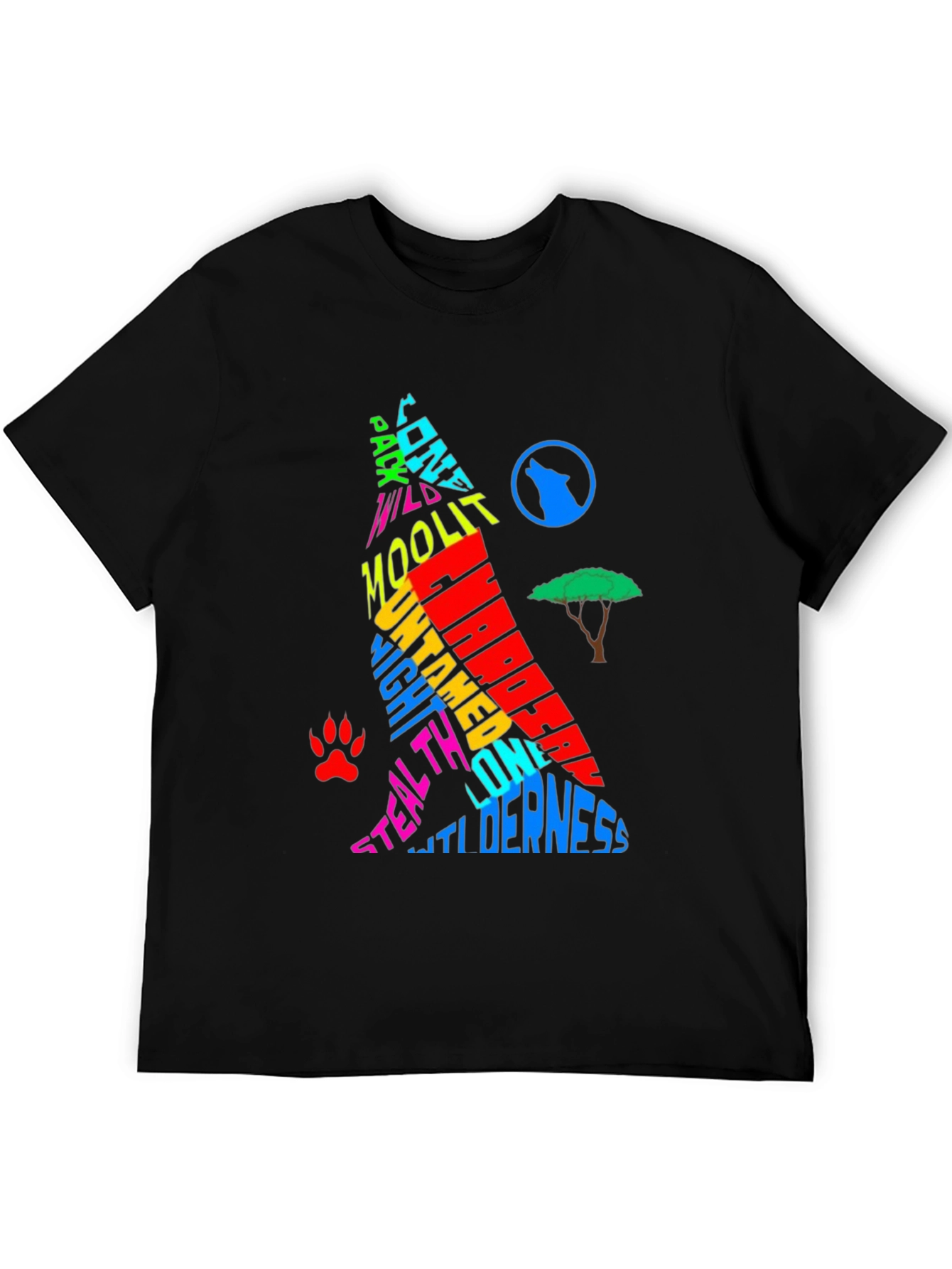 Wolf Silhouette Graphic Print T-Shirt