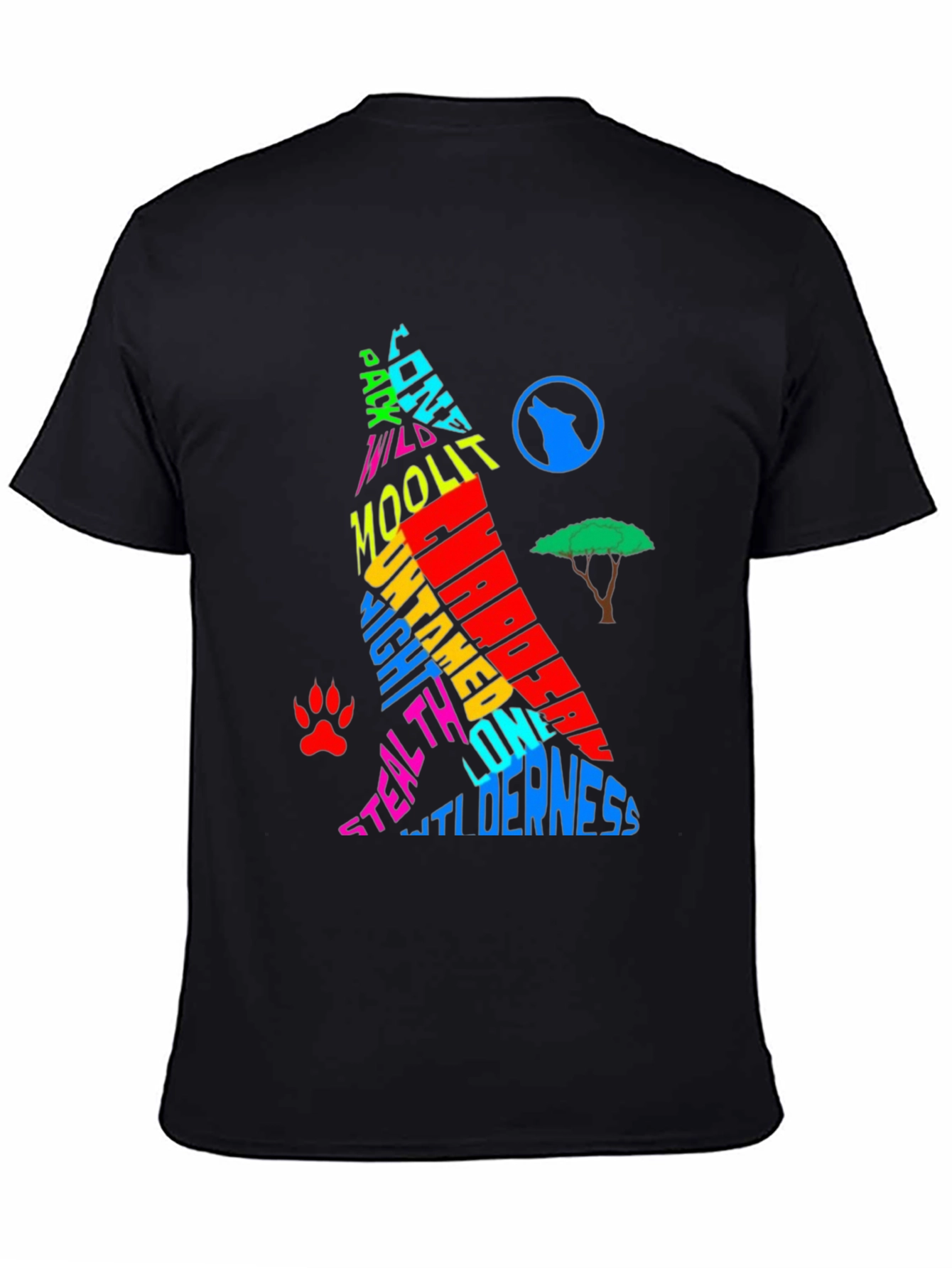 Wolf Silhouette Graphic Print T-Shirt
