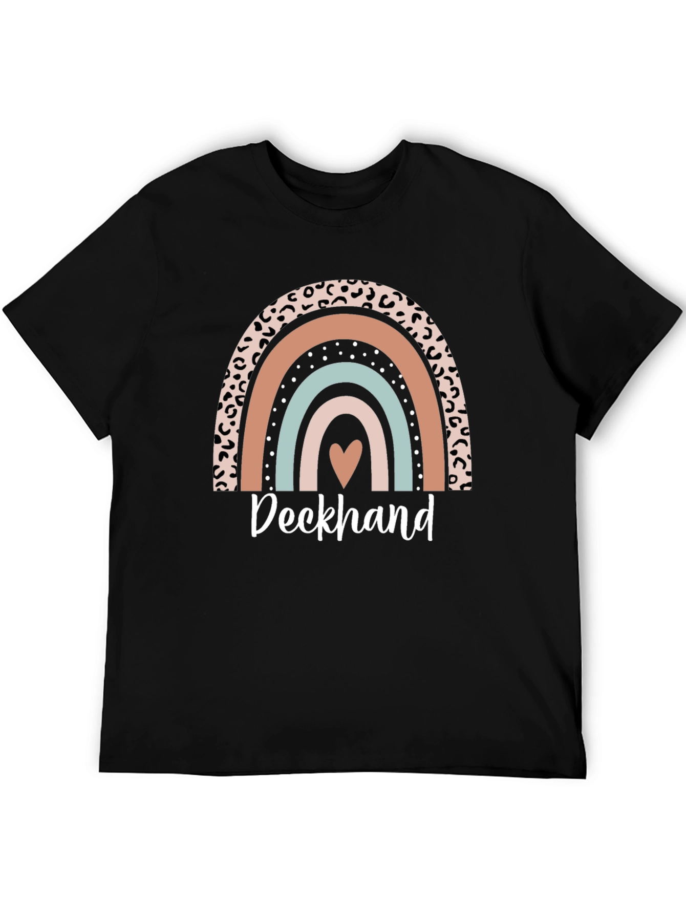 Deckhand Leopard Rainbow Heart T-Shirt