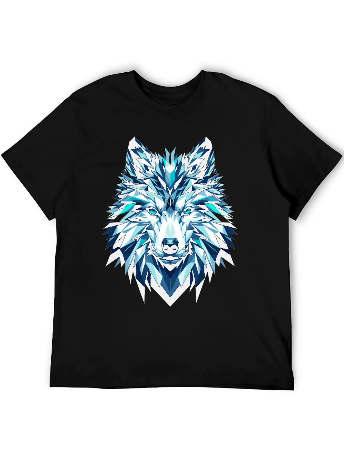 Geometric Wolf Graphic Tee - Black