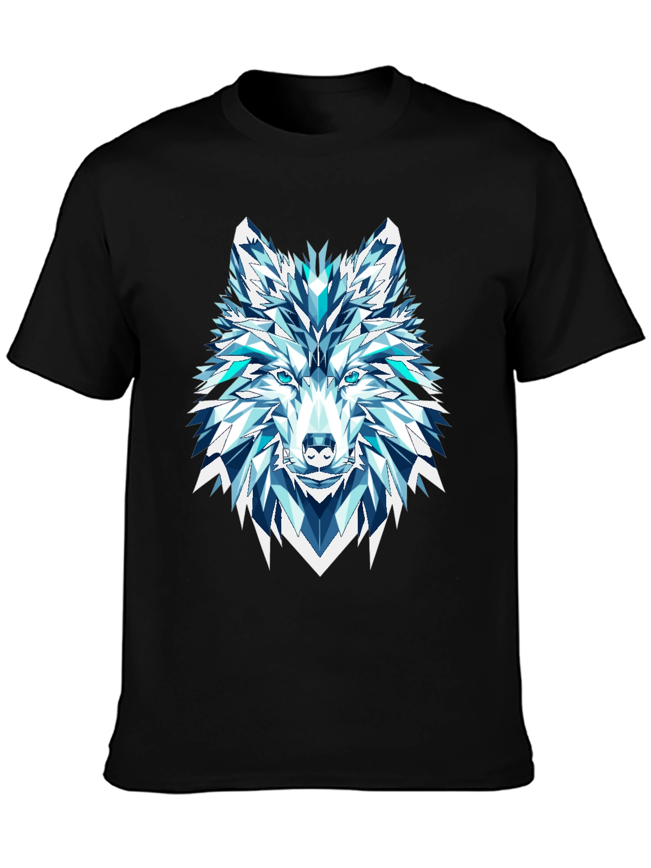 Geometric Wolf Graphic Tee - Black