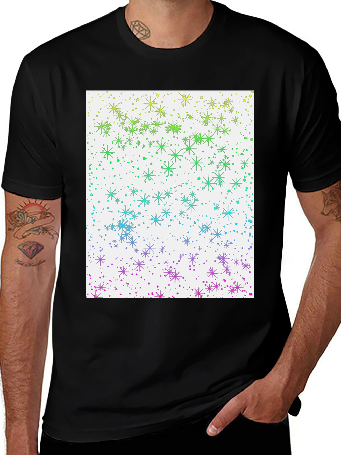 Rainbow Starry Night Graphic Tee - Unisex