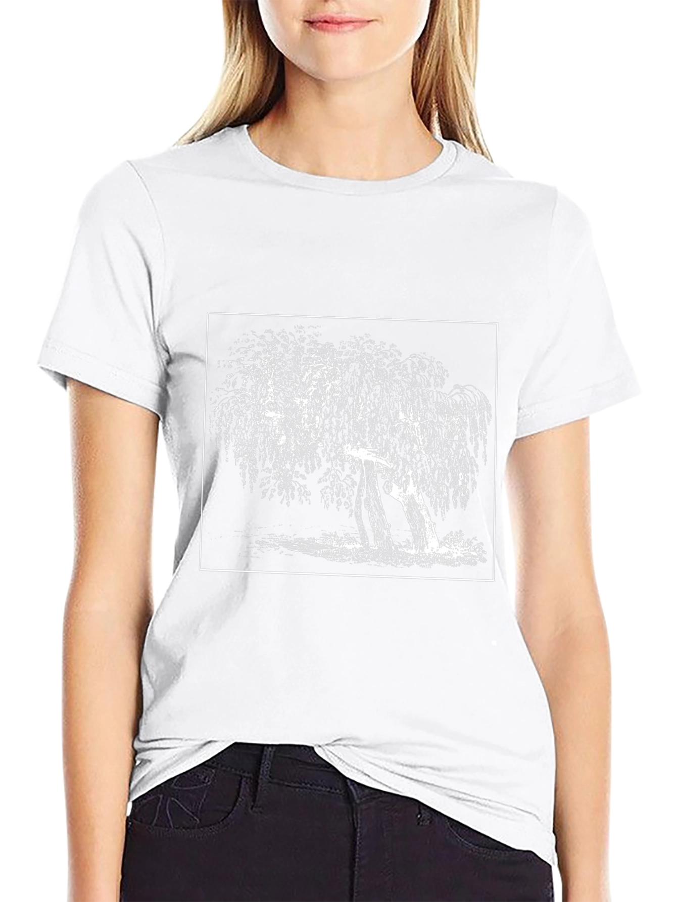 Willow Tree Graphic Tee - Black Cotton Blend Shirt