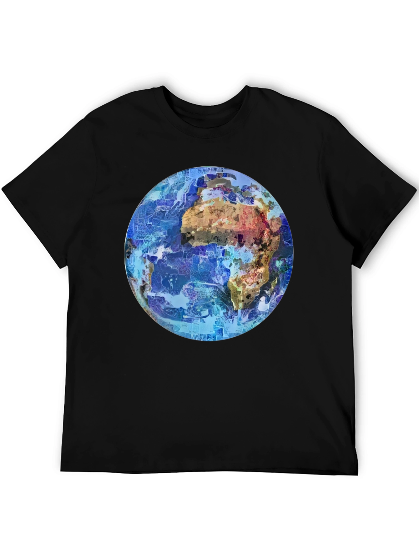 Abstract Earth Graphic Mens Black T-Shirt