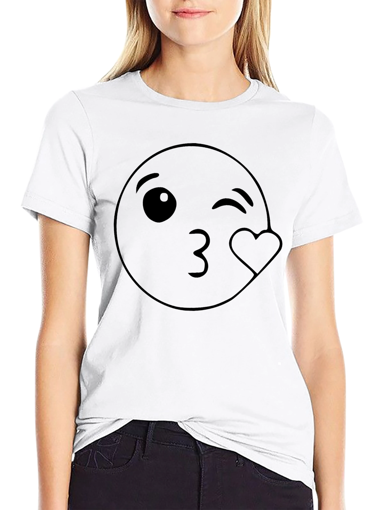 Winking Emoji Graphic Tee - Black