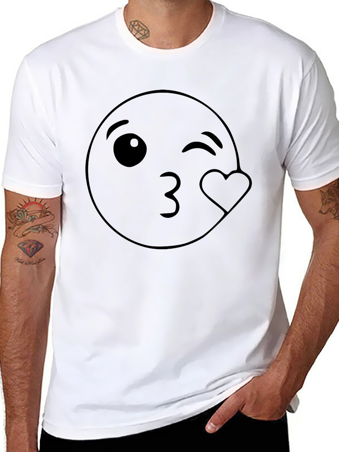 Winking Emoji Graphic Tee - Black