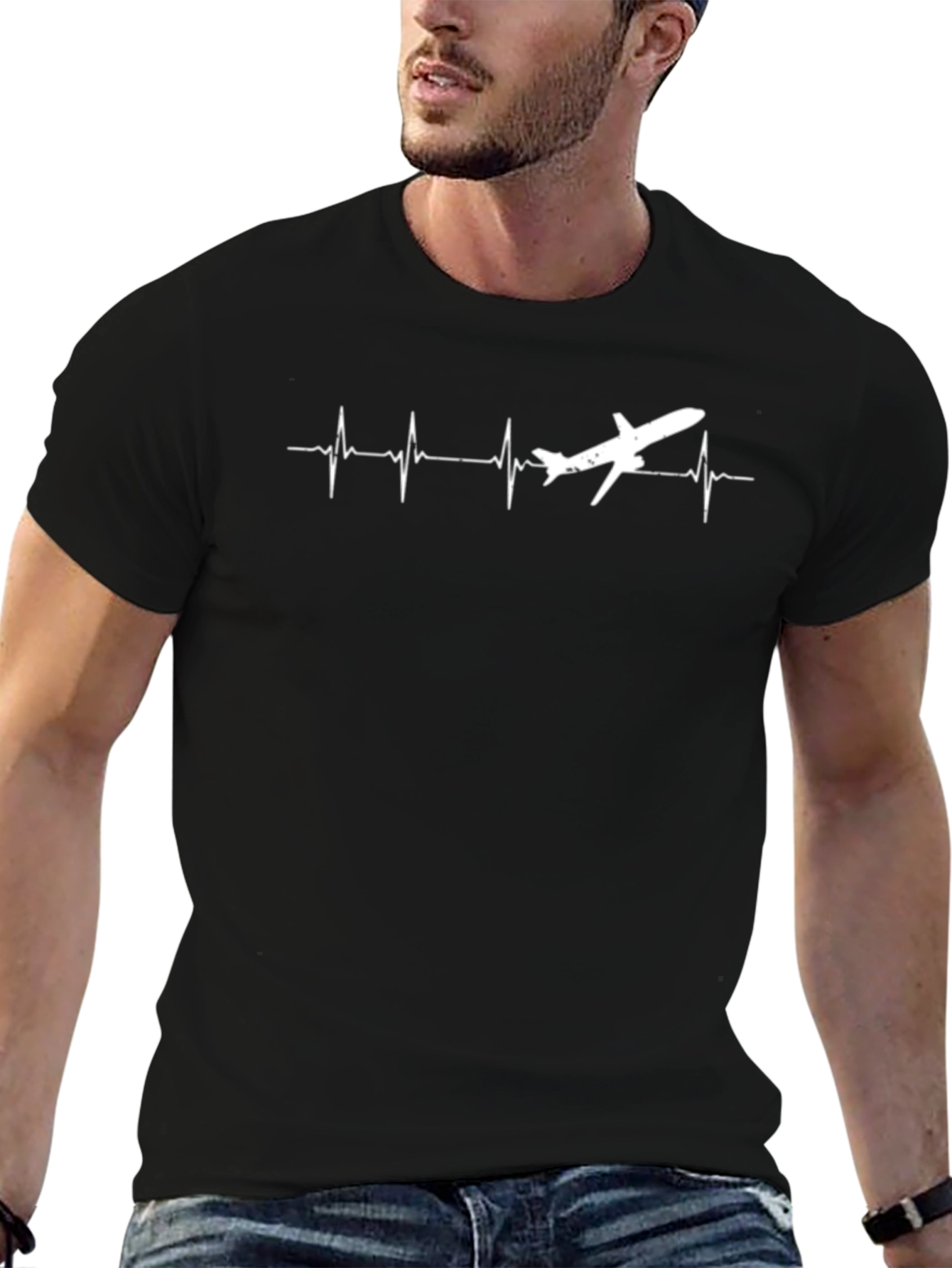 Airplane Heartbeat T-Shirt - Aviation Enthusiast Tee