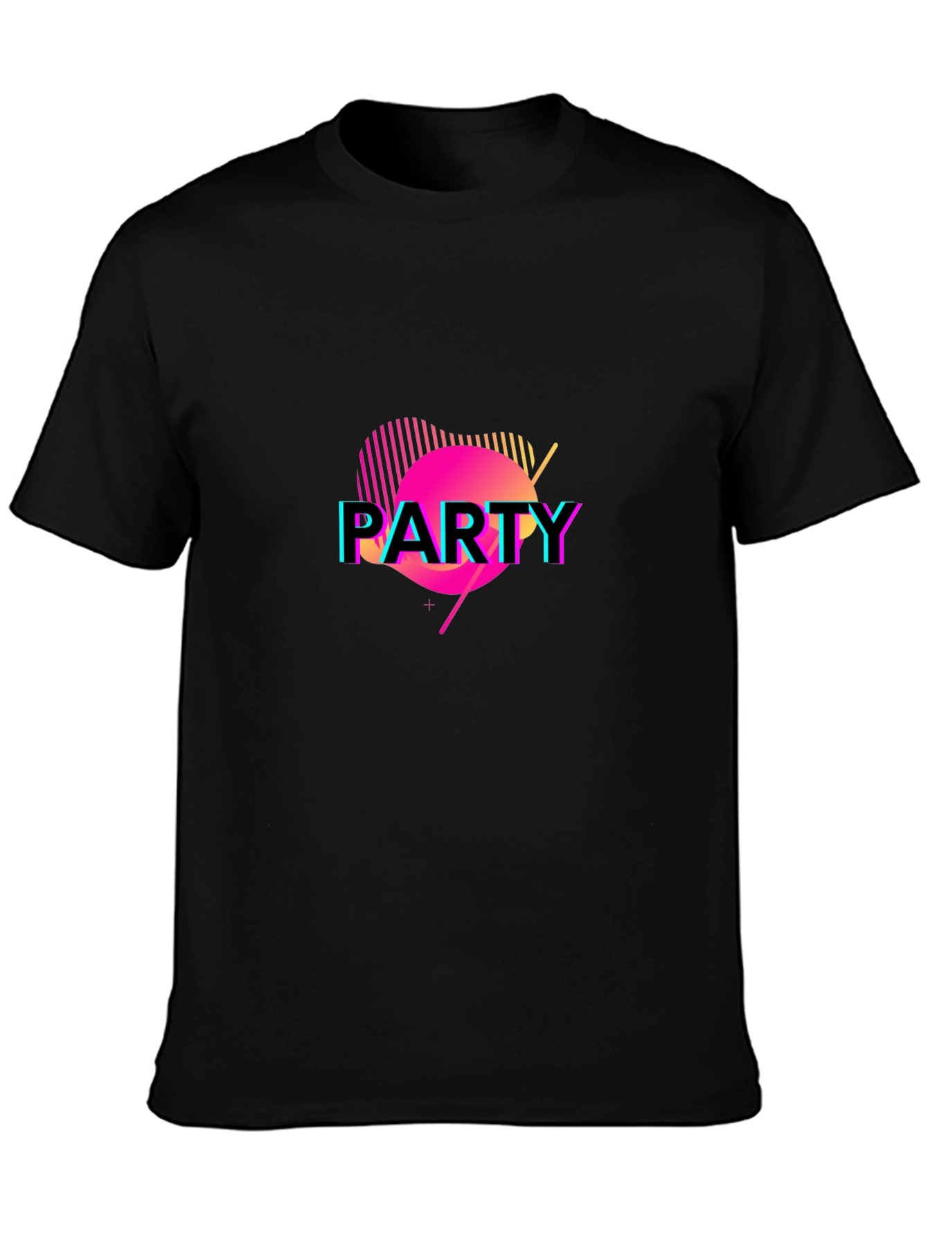 Vibrant Party Graphic Black T-Shirt