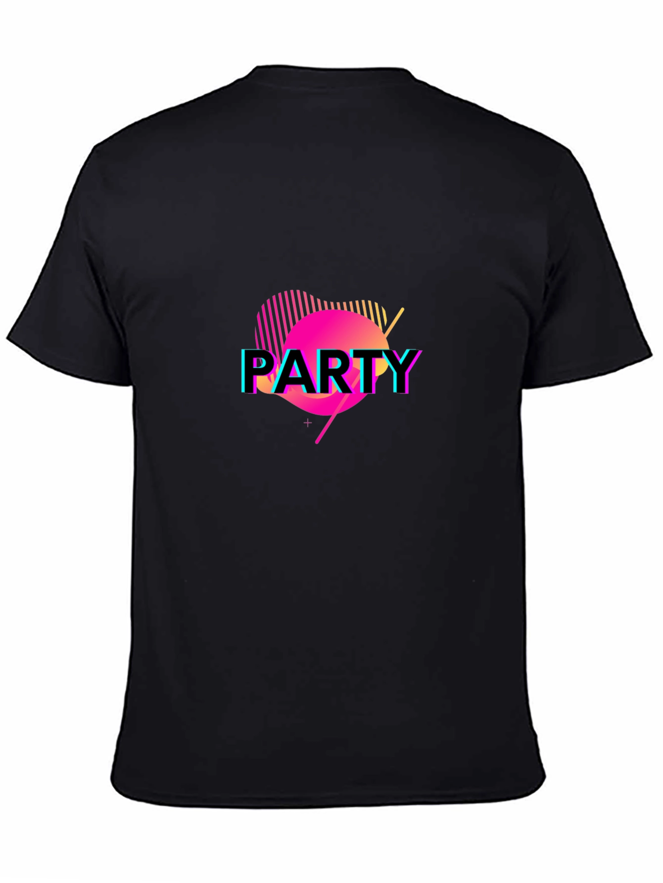 Vibrant Party Graphic Black T-Shirt