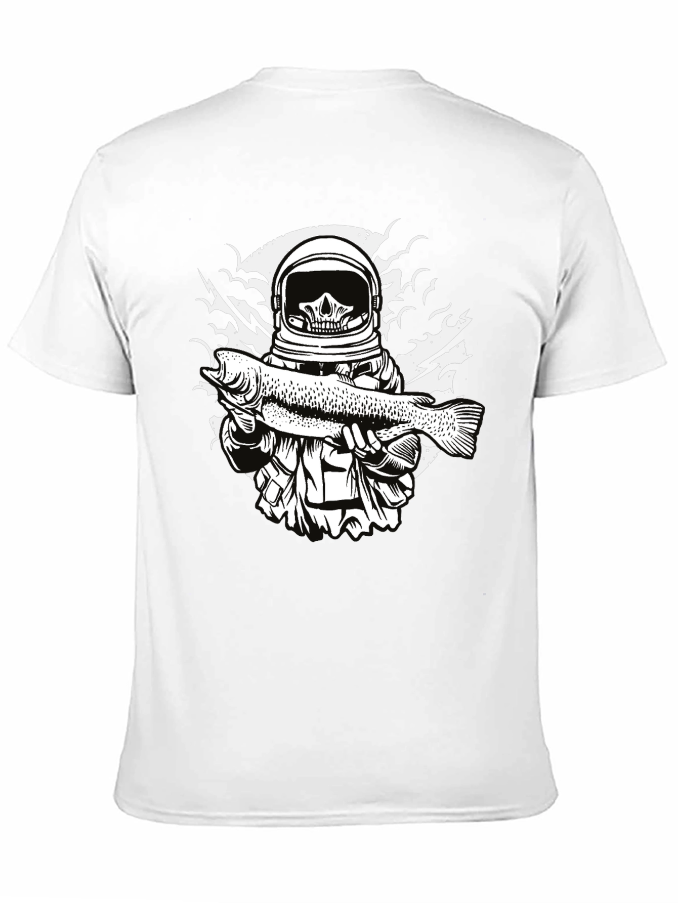 Astronaut Skull Fishing T-Shirt - Unique Graphic Tee