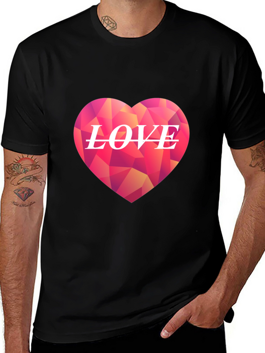 Geometric Heart LOVE Graphic T-Shirt