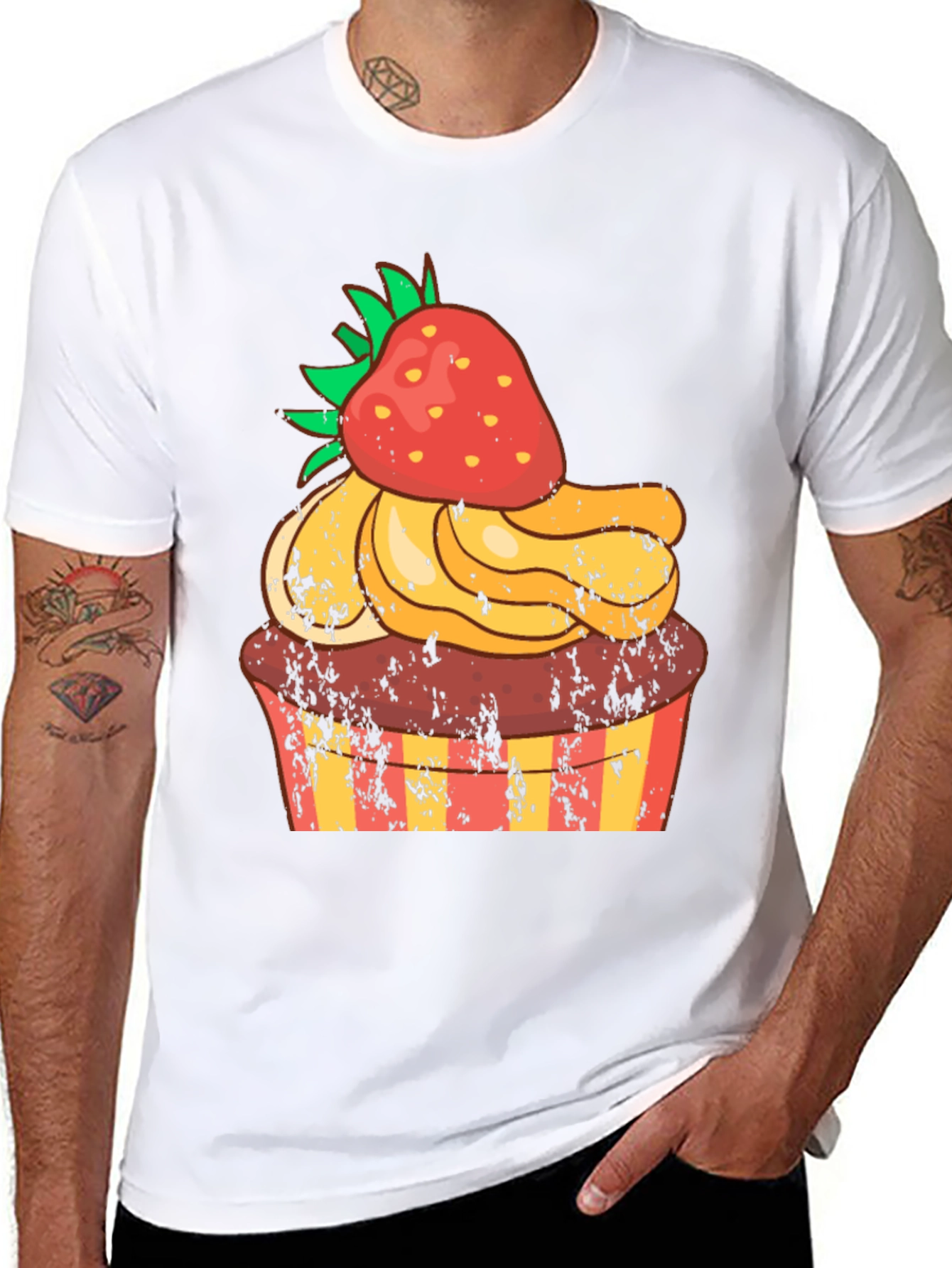 Strawberry Cupcake T-Shirt - Novelty Dessert Tee