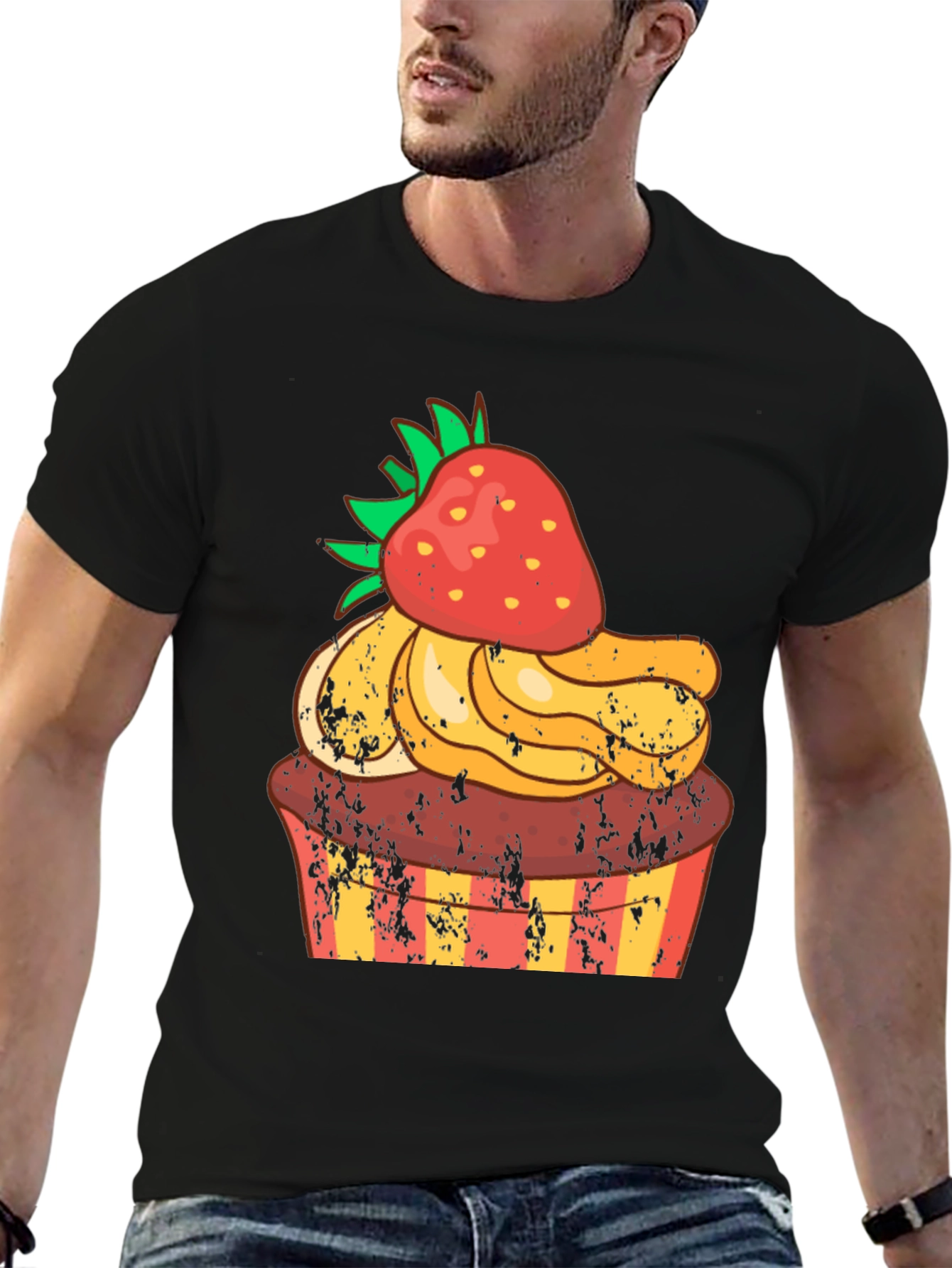 Strawberry Cupcake T-Shirt - Novelty Dessert Tee