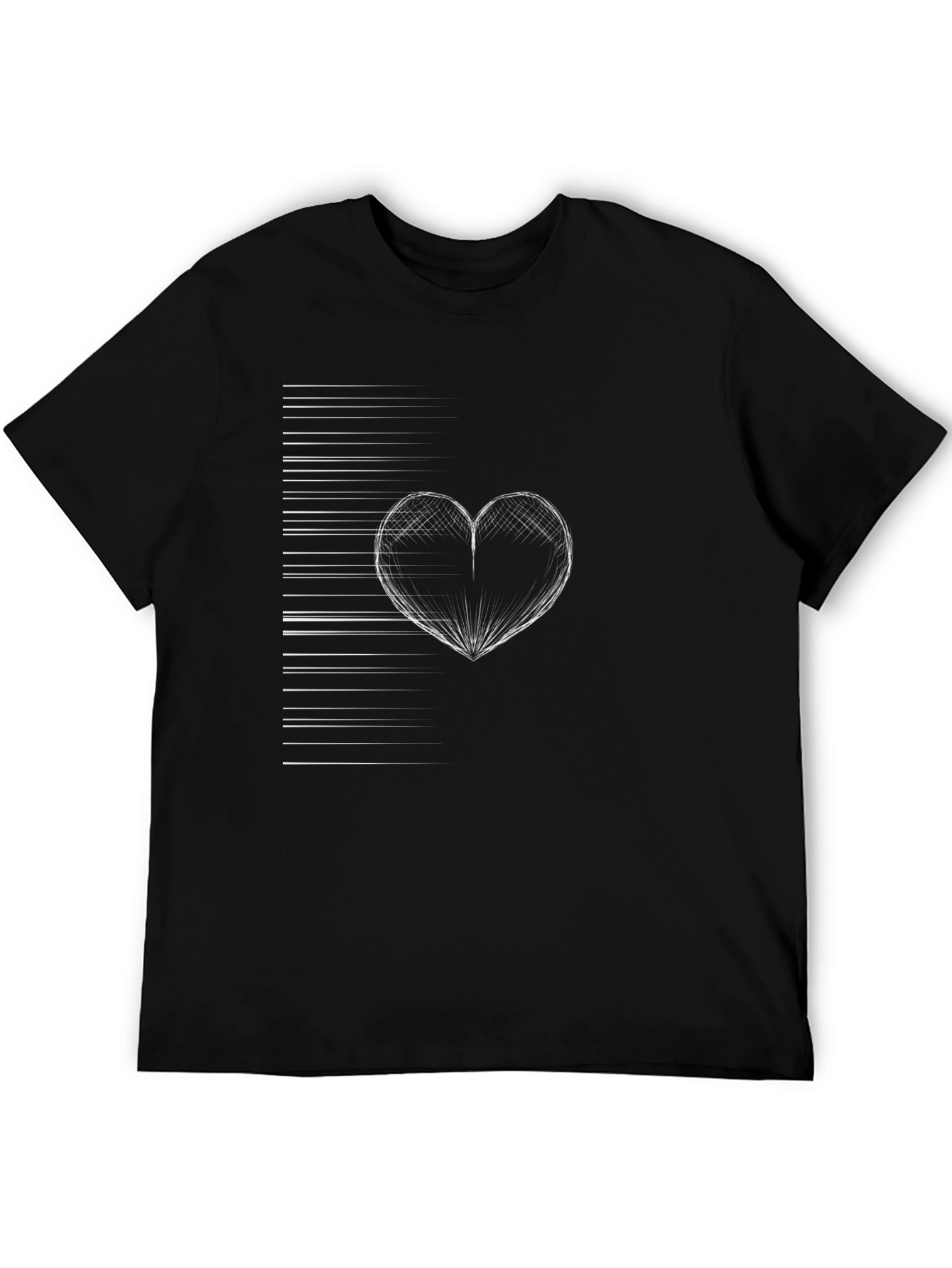 Heart Line Graphic Tee - Modern Black T-Shirt
