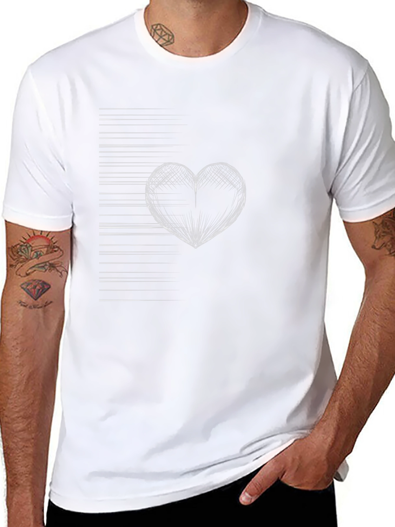 Heart Line Graphic Tee - Modern Black T-Shirt
