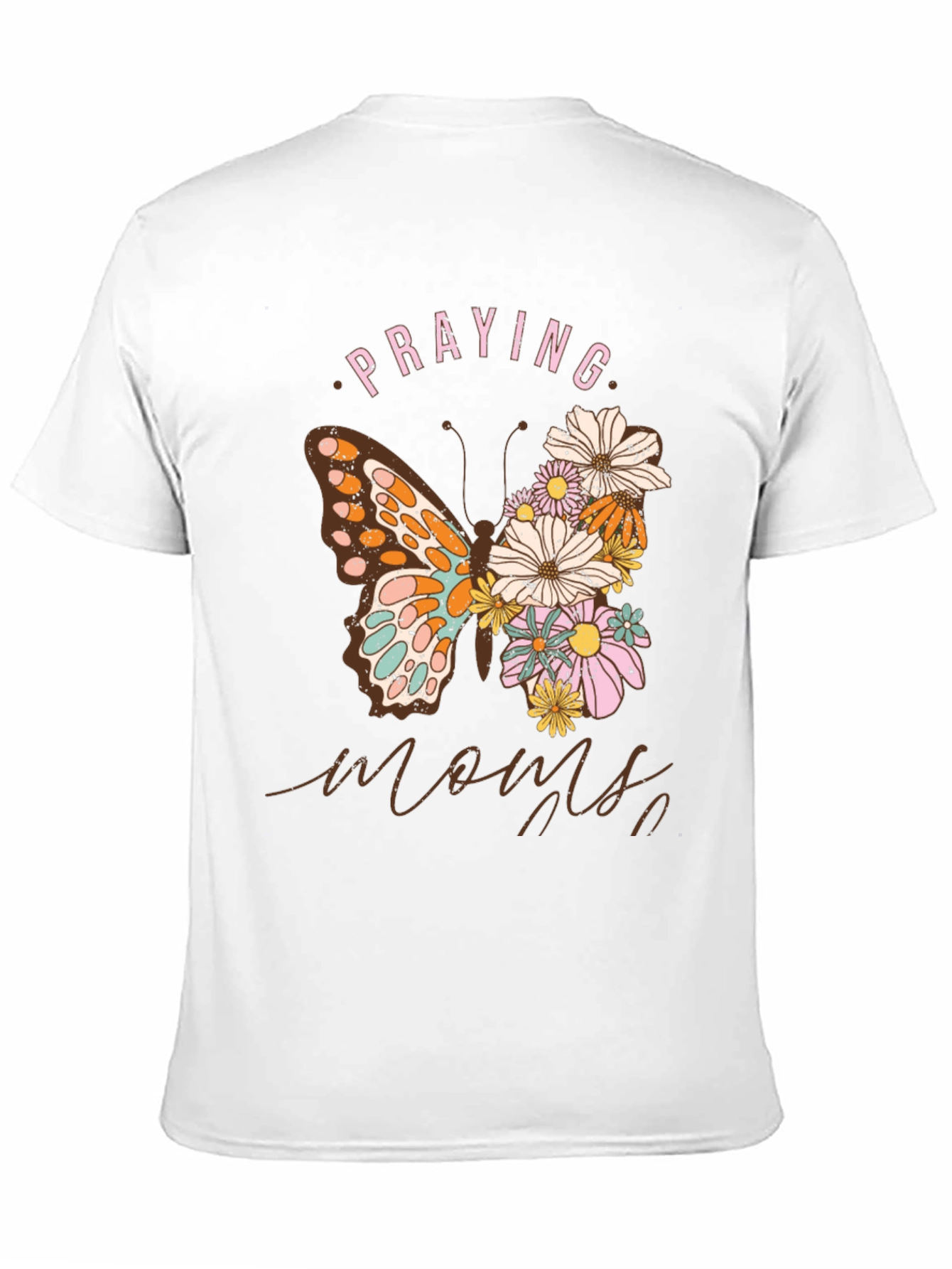 Praying Moms Butterfly Floral Black T-Shirt