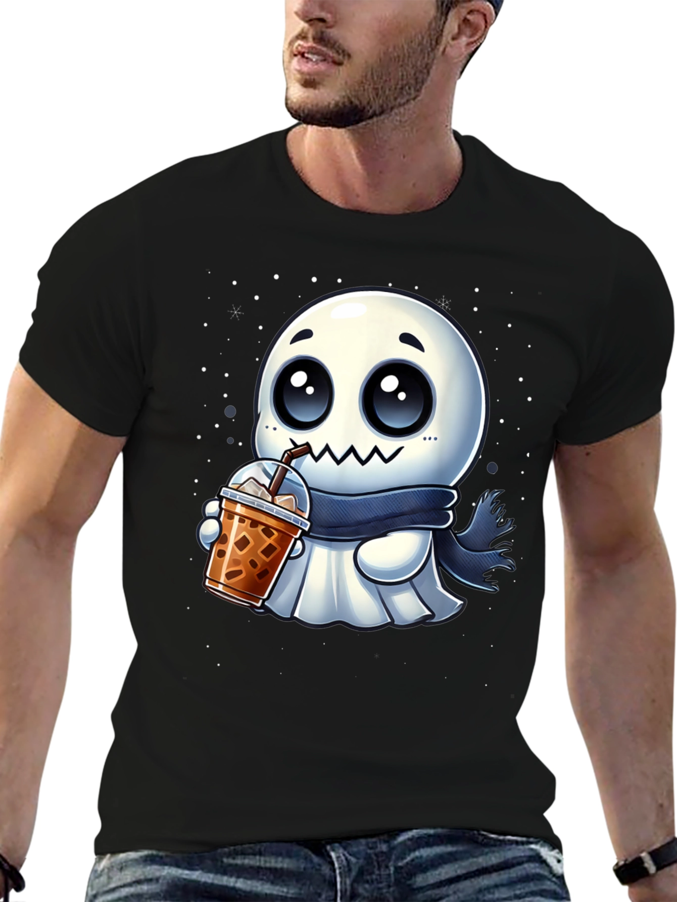 Ghost Boba Lover Black T-Shirt