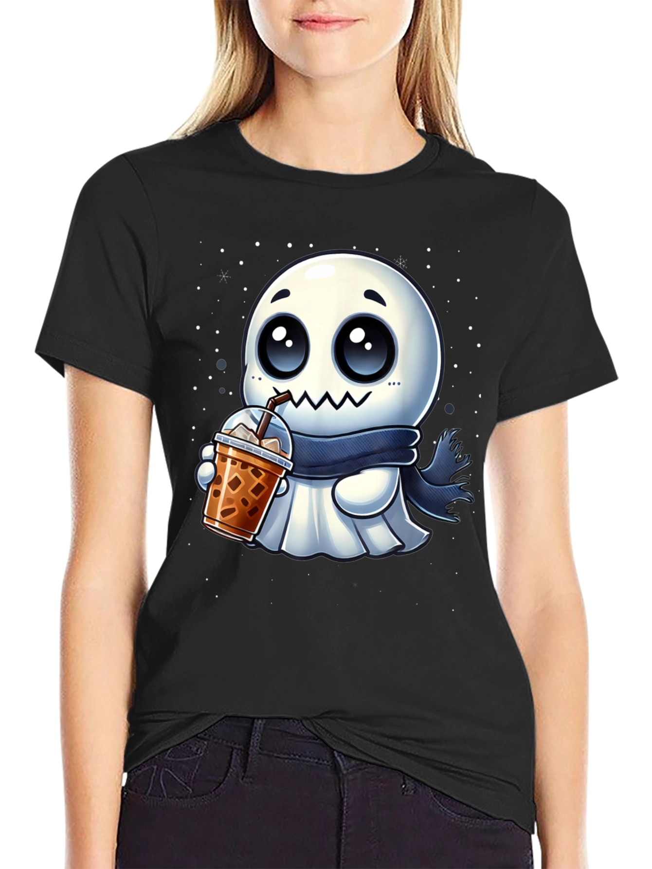 Ghost Boba Lover Black T-Shirt