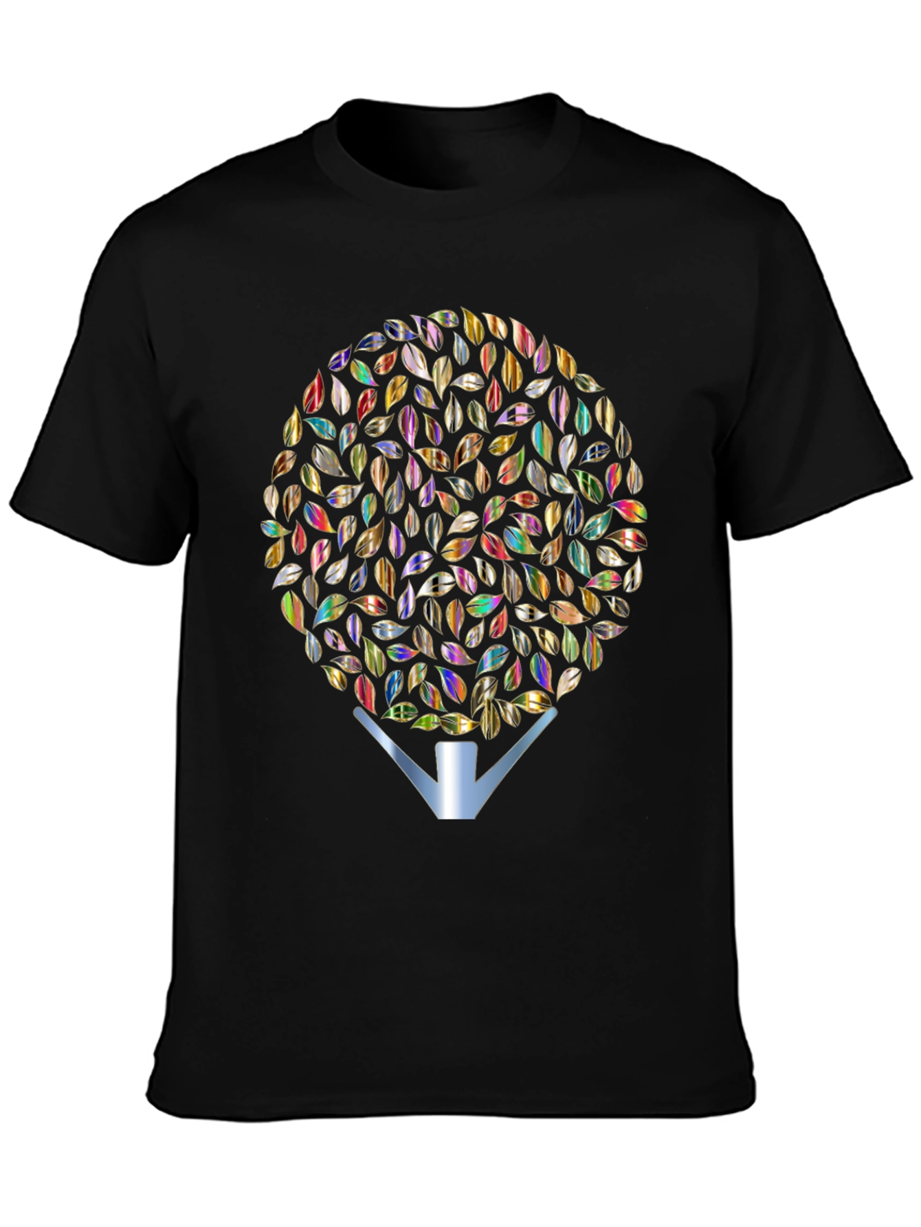 Leafy Tree Graphic Tee - Stylish Mens Black T-Shirt