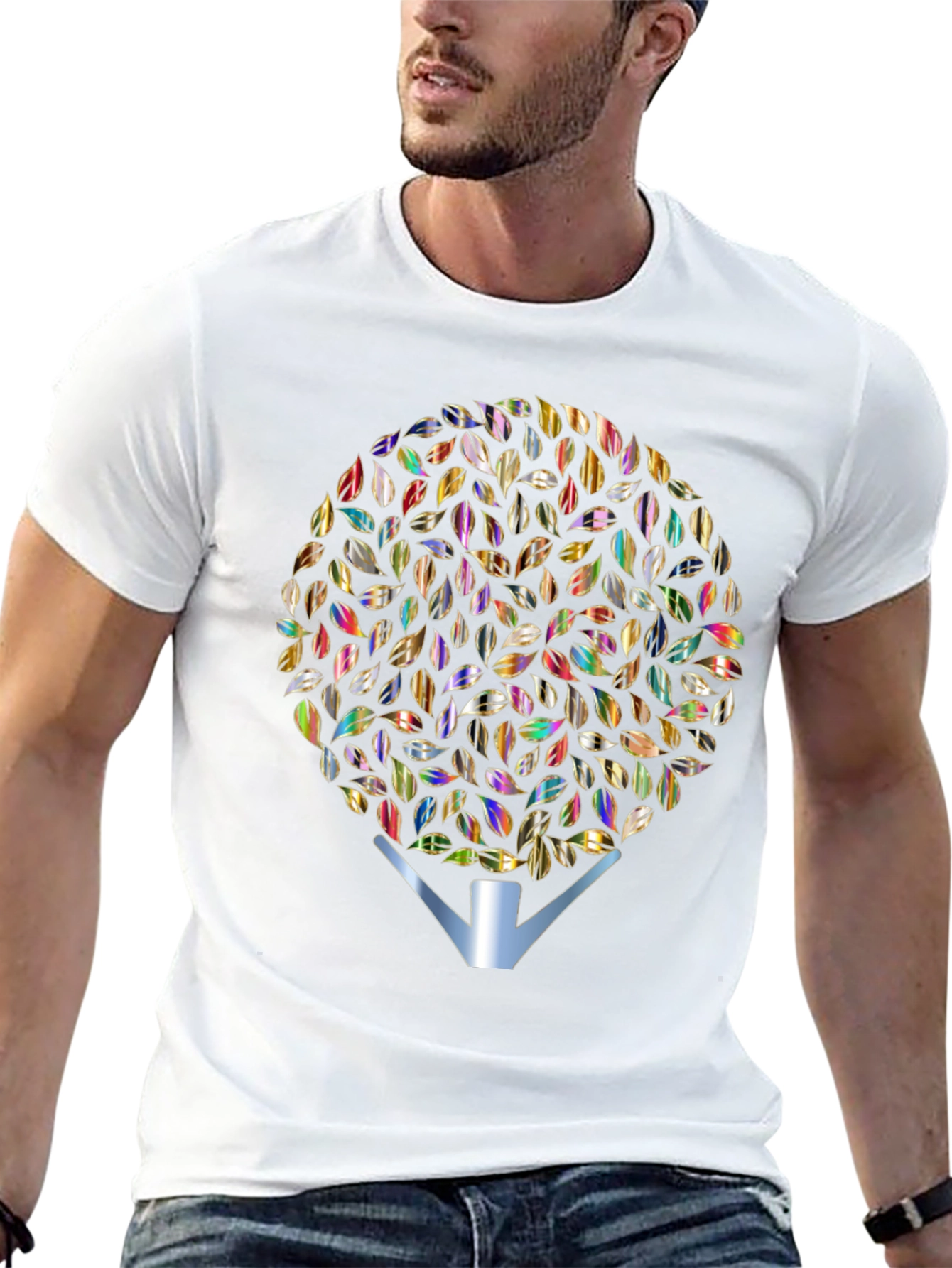 Leafy Tree Graphic Tee - Stylish Mens Black T-Shirt
