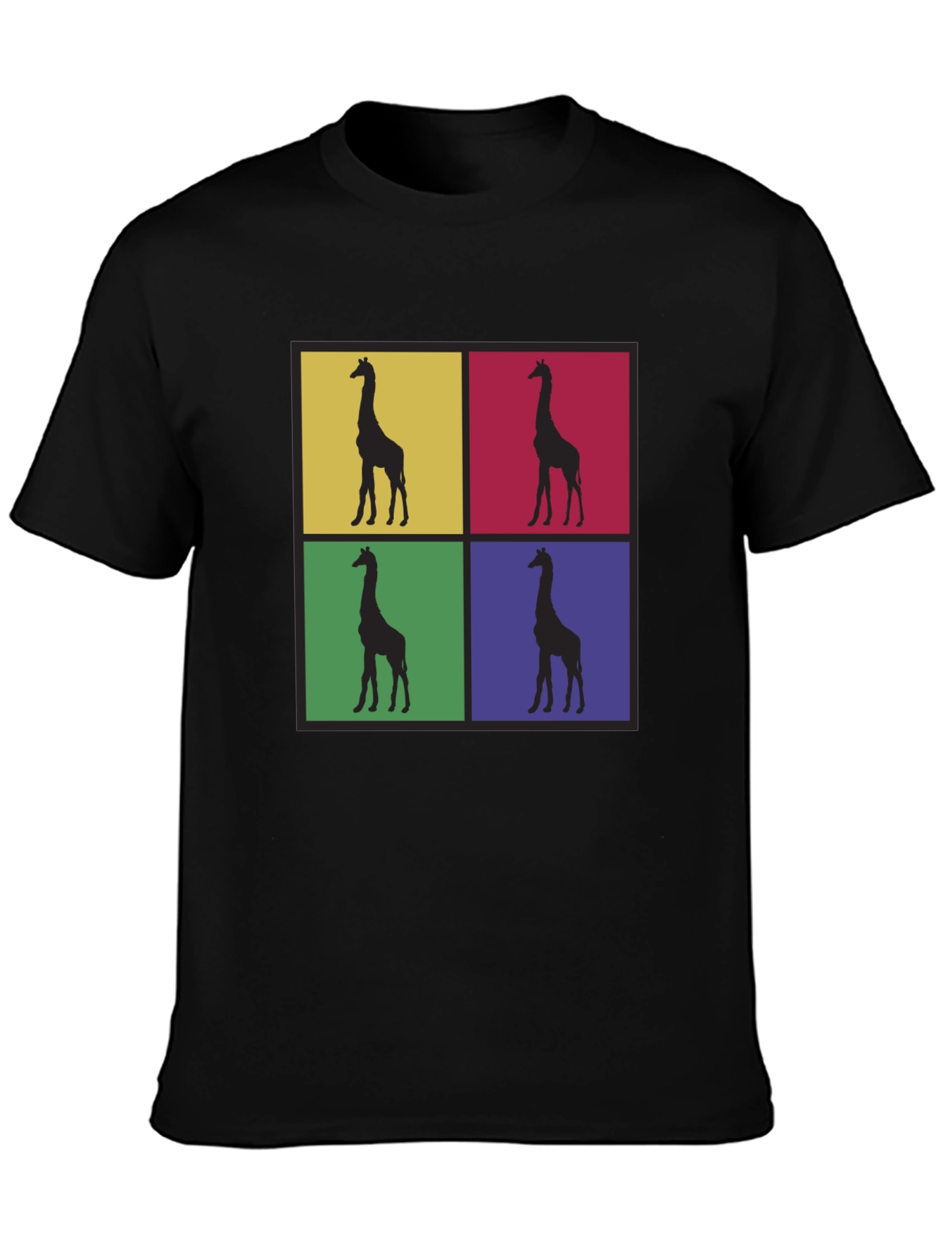 Giraffe Pop Art Graphic Tee - Black