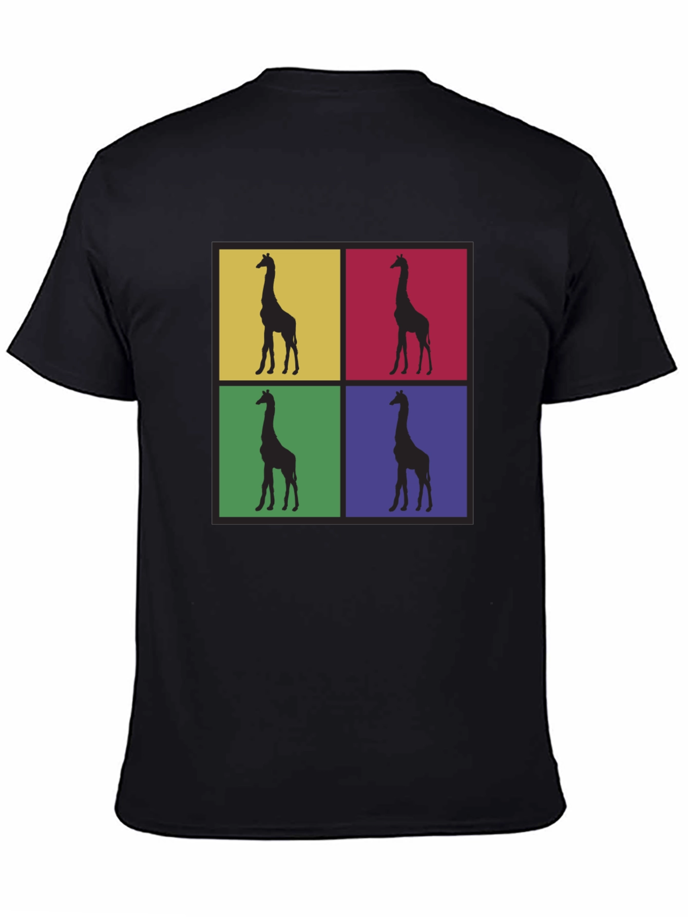 Giraffe Pop Art Graphic Tee - Black