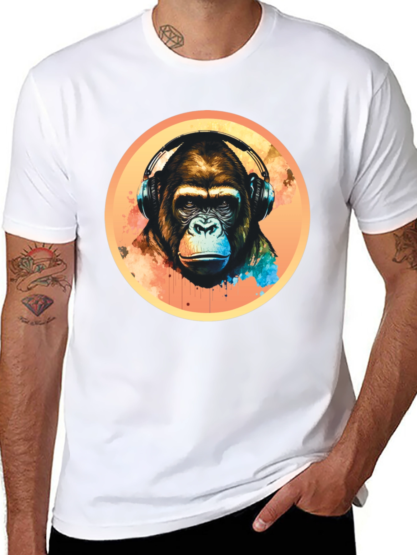 Cool Gorilla Headphones Graphic Tee
