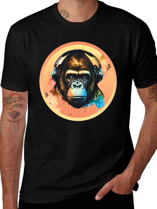 Cool Gorilla Headphones Graphic Tee