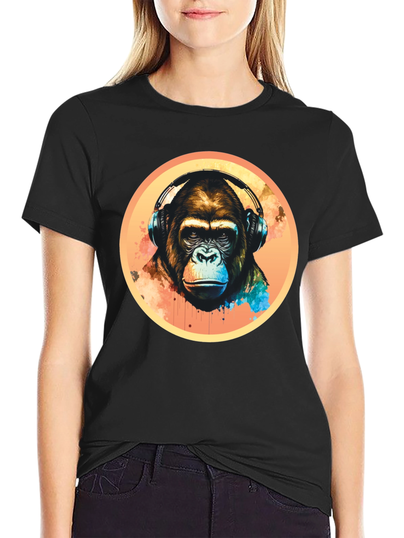 Cool Gorilla Headphones Graphic Tee