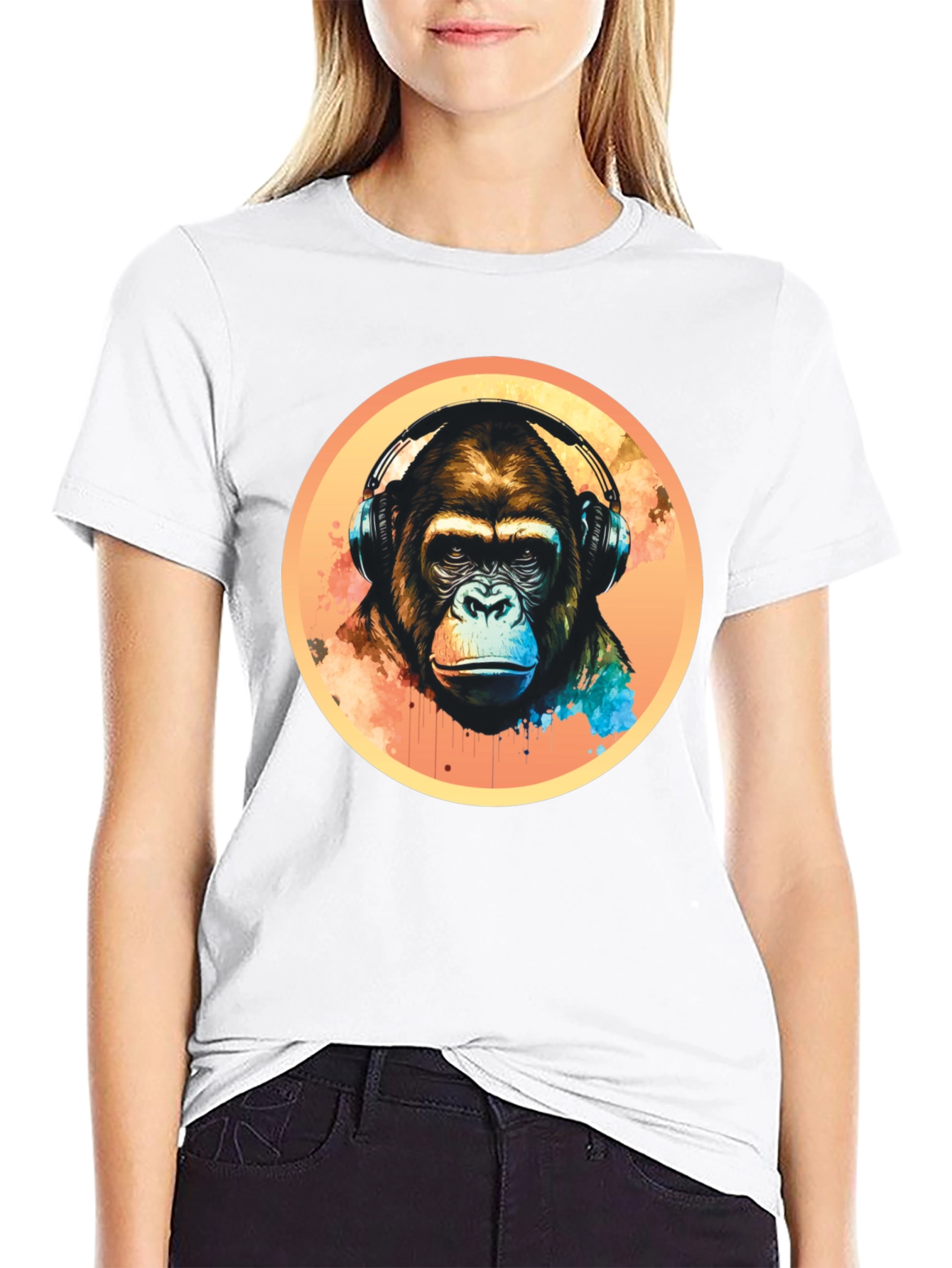 Cool Gorilla Headphones Graphic Tee