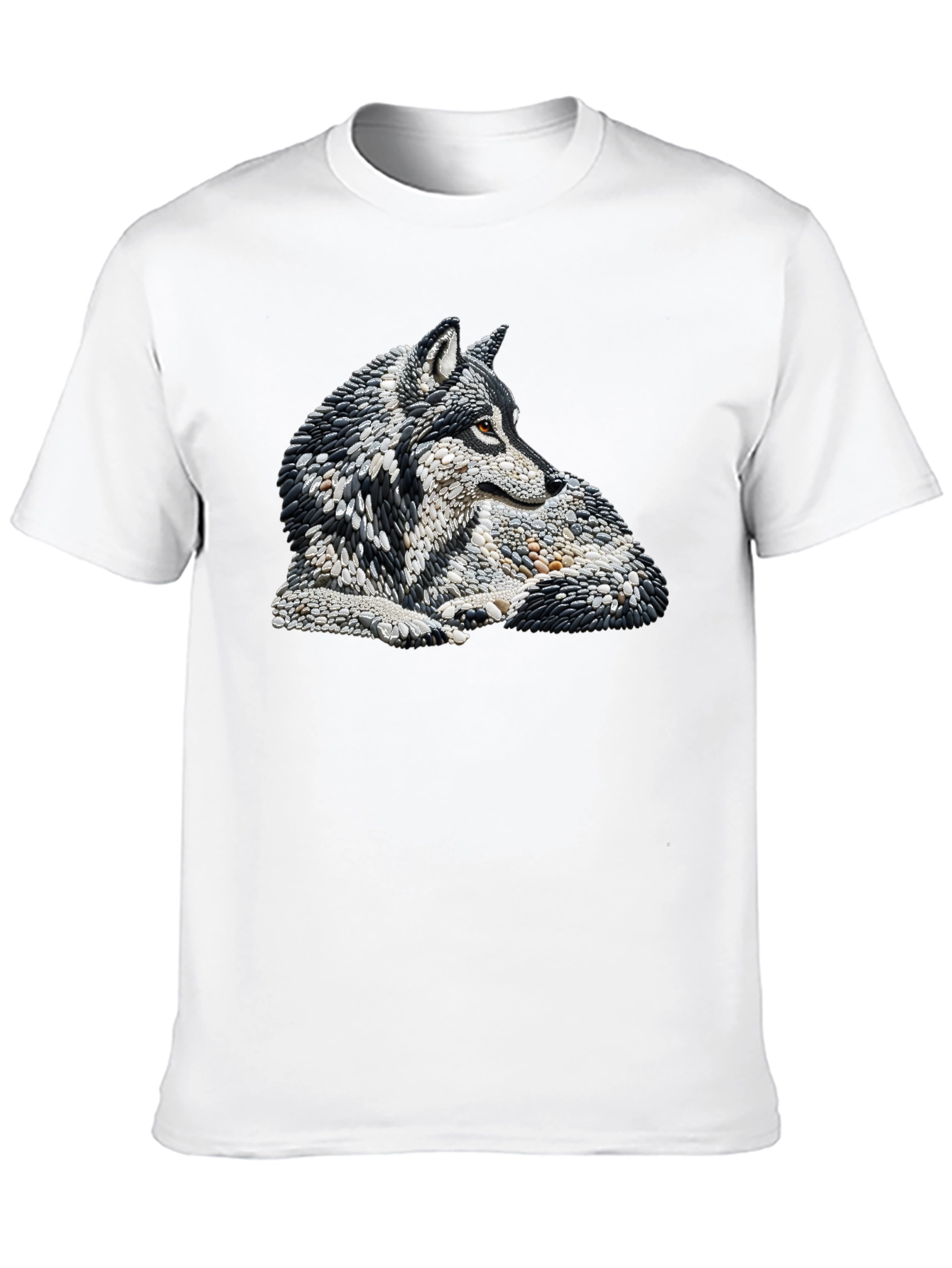 Wolf Stone Art Black T-Shirt