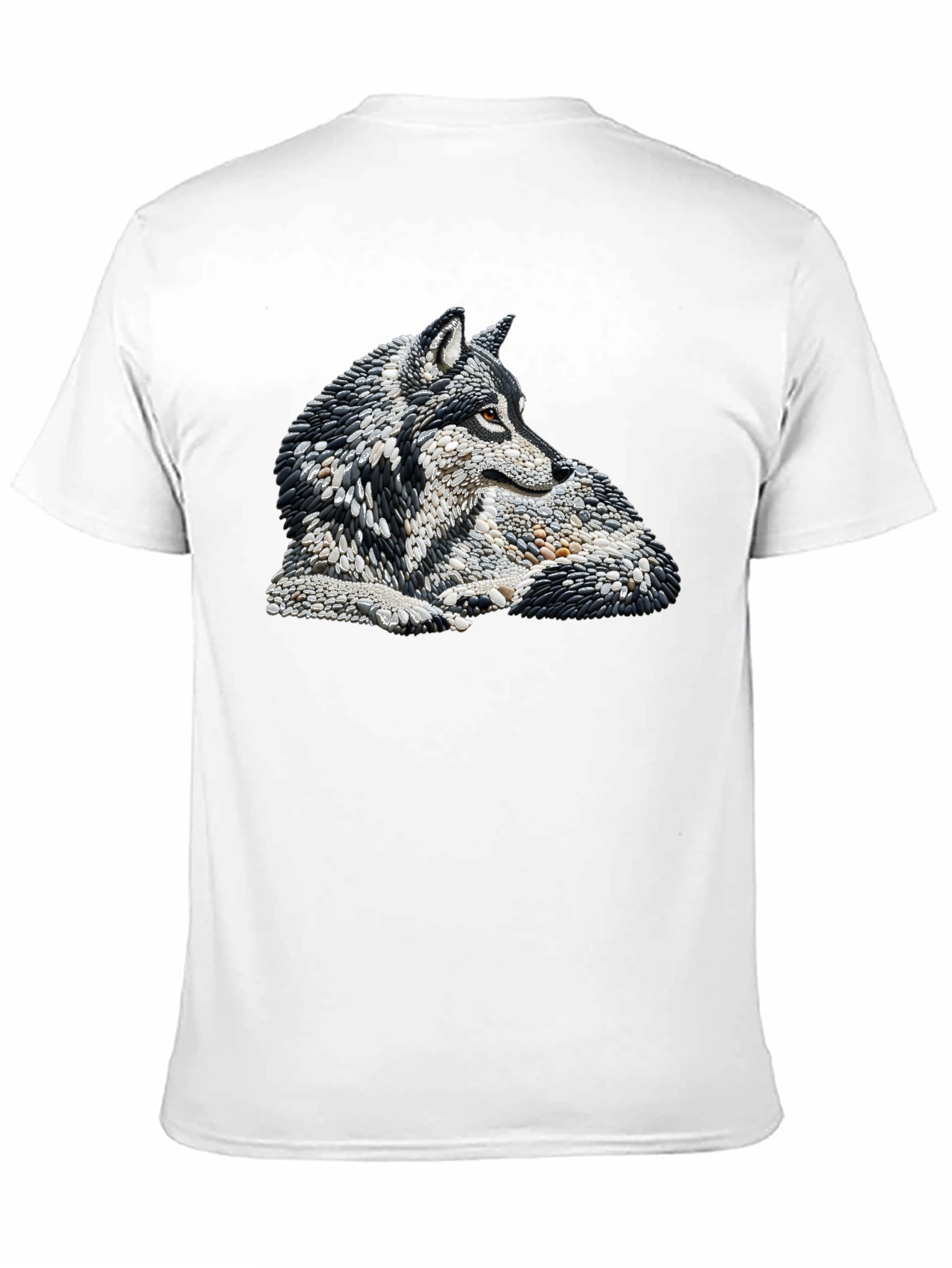 Wolf Stone Art Black T-Shirt