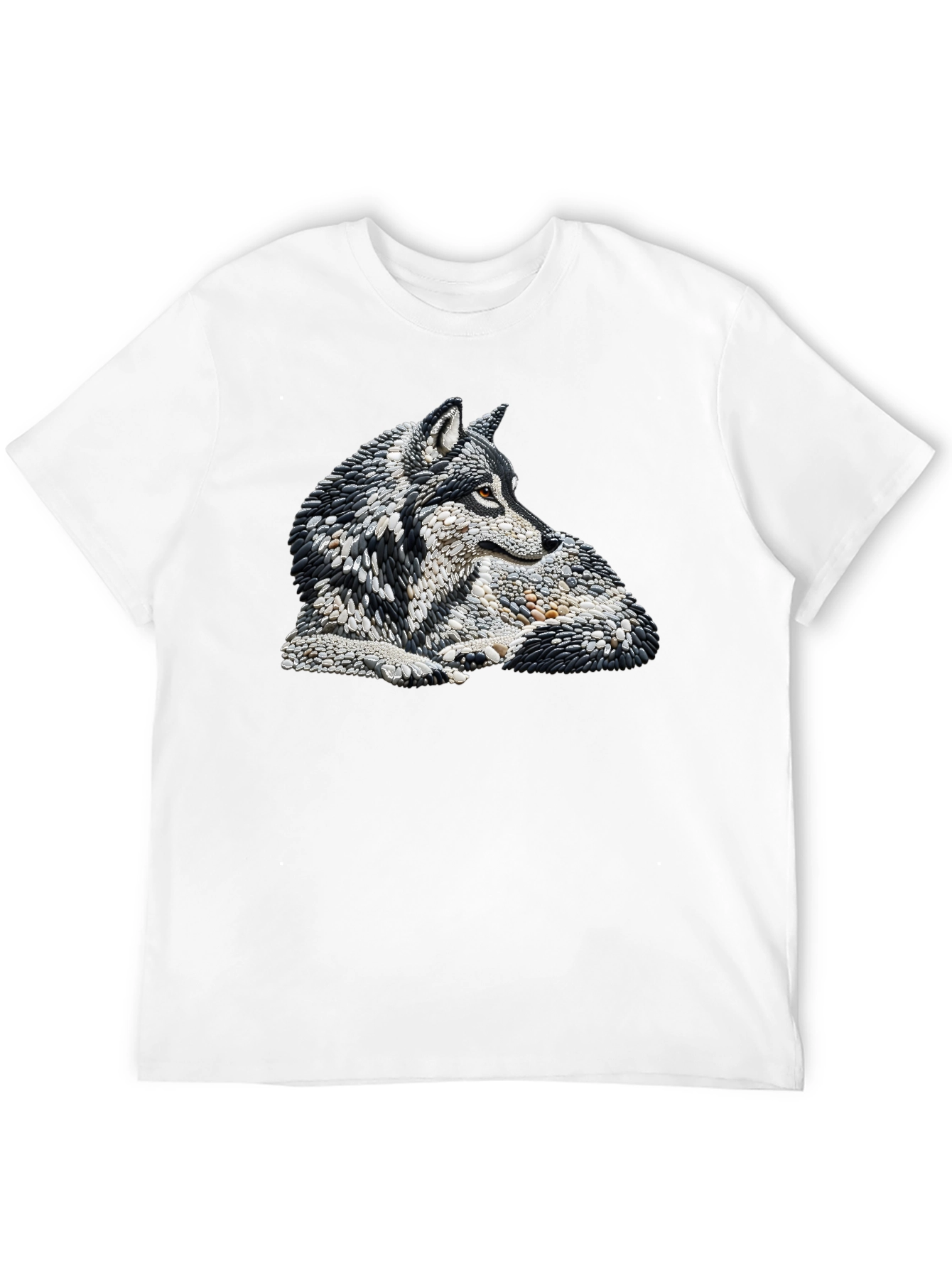 Wolf Stone Art Black T-Shirt