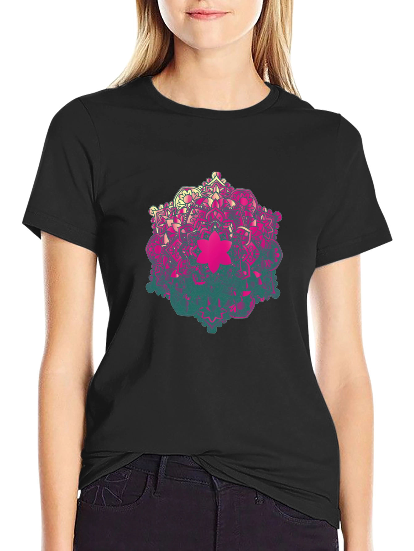 Mandala Graphic Mens Black T-Shirt