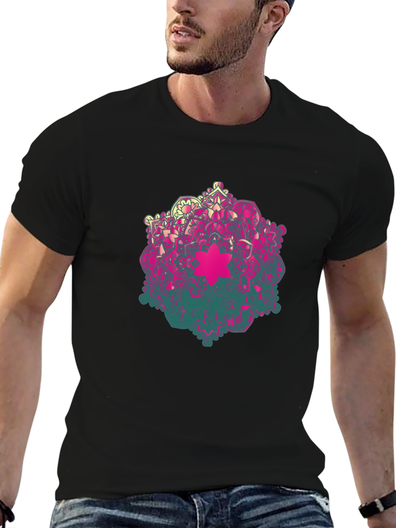 Mandala Graphic Mens Black T-Shirt