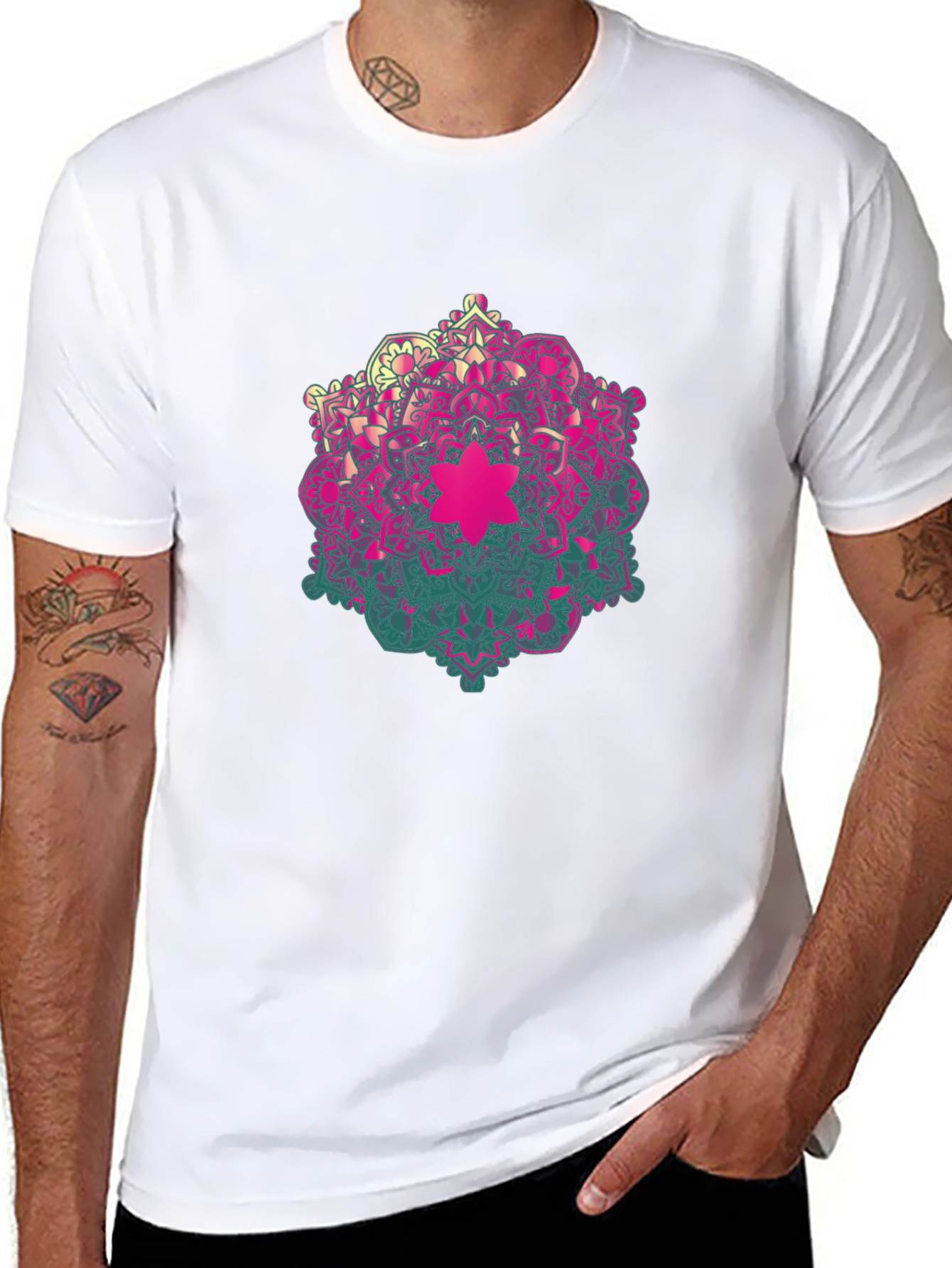 Mandala Graphic Mens Black T-Shirt