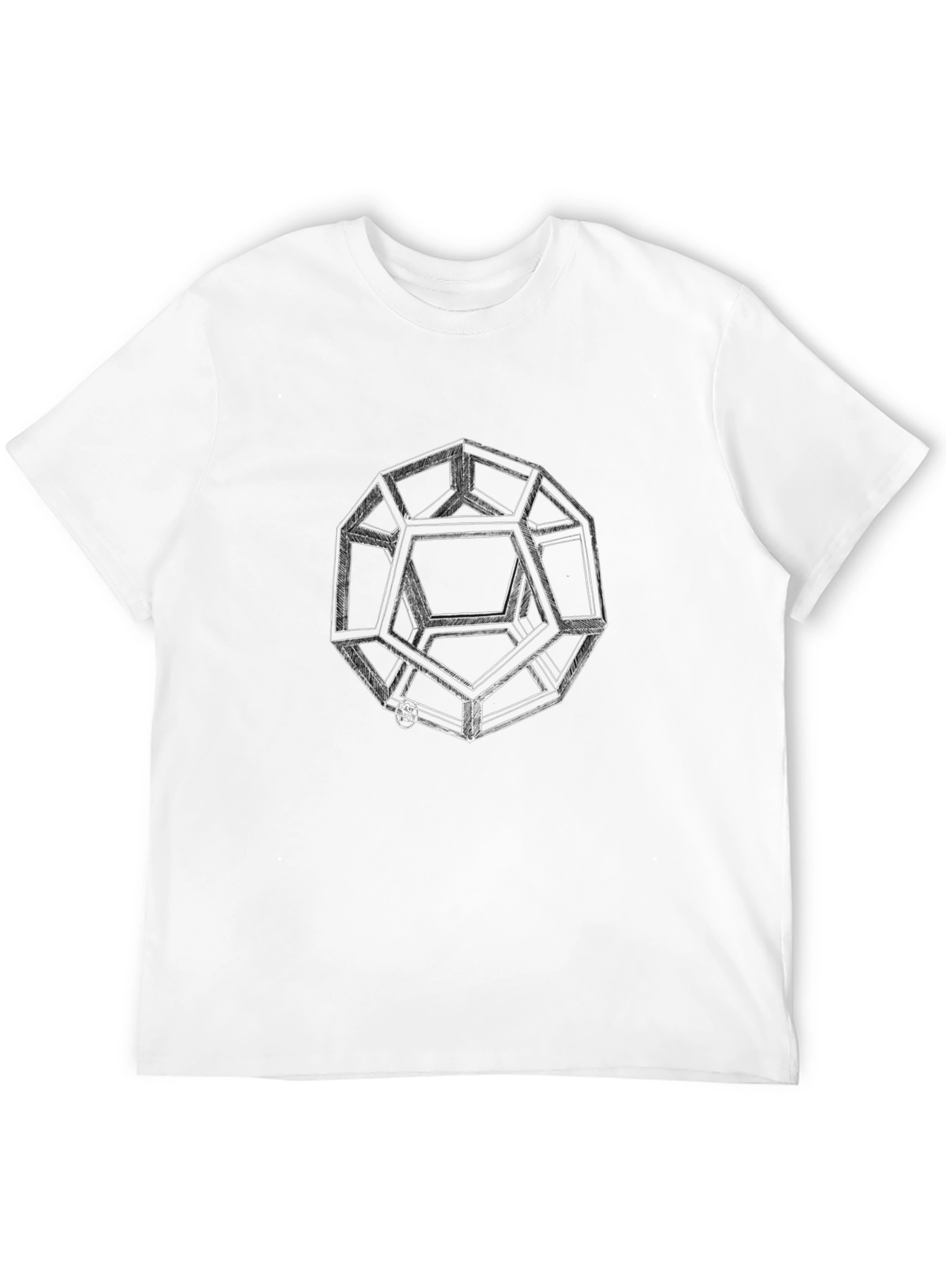 Geometric Dodecahedron Graphic T-Shirt - Black