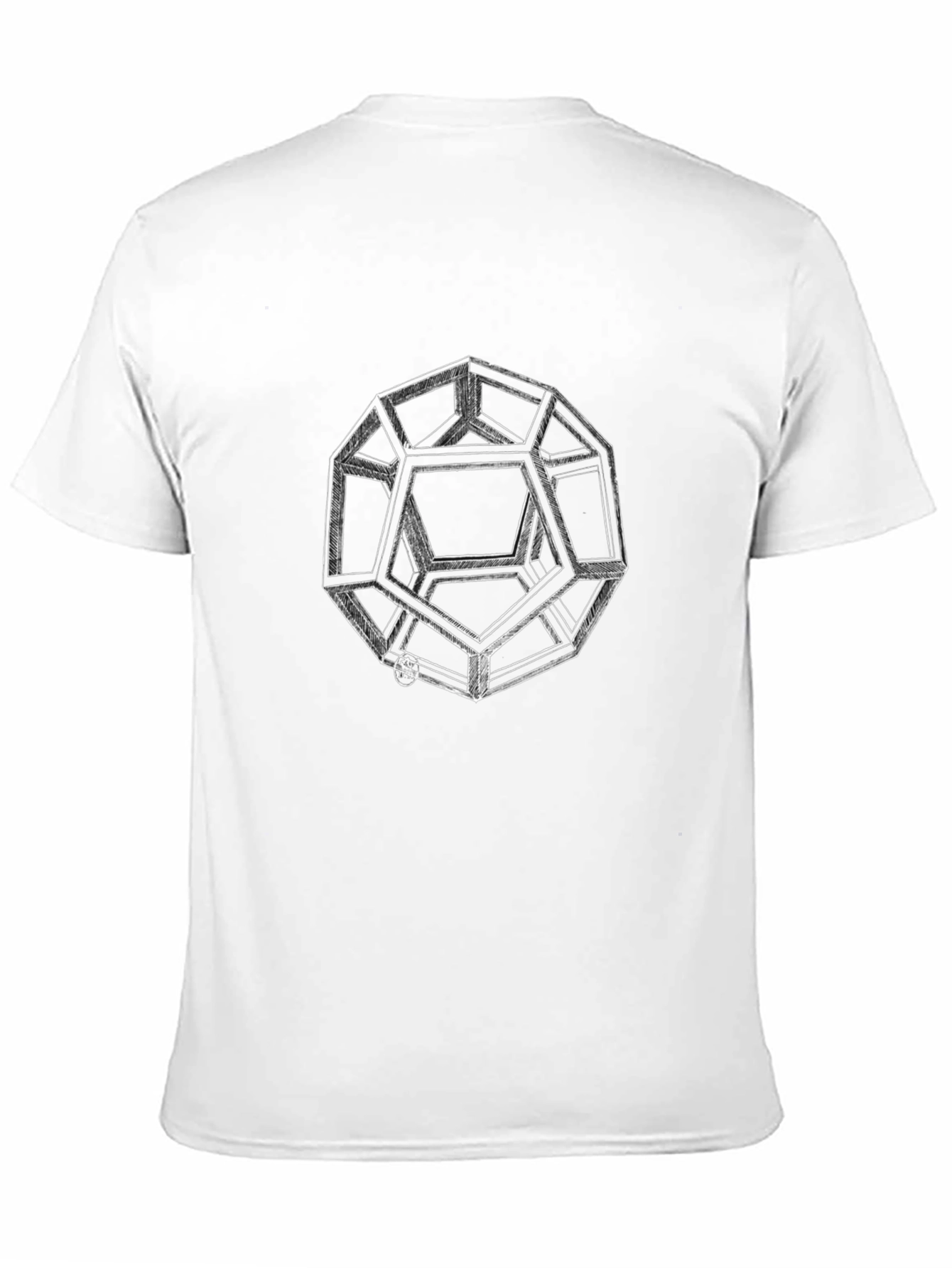 Geometric Dodecahedron Graphic T-Shirt - Black