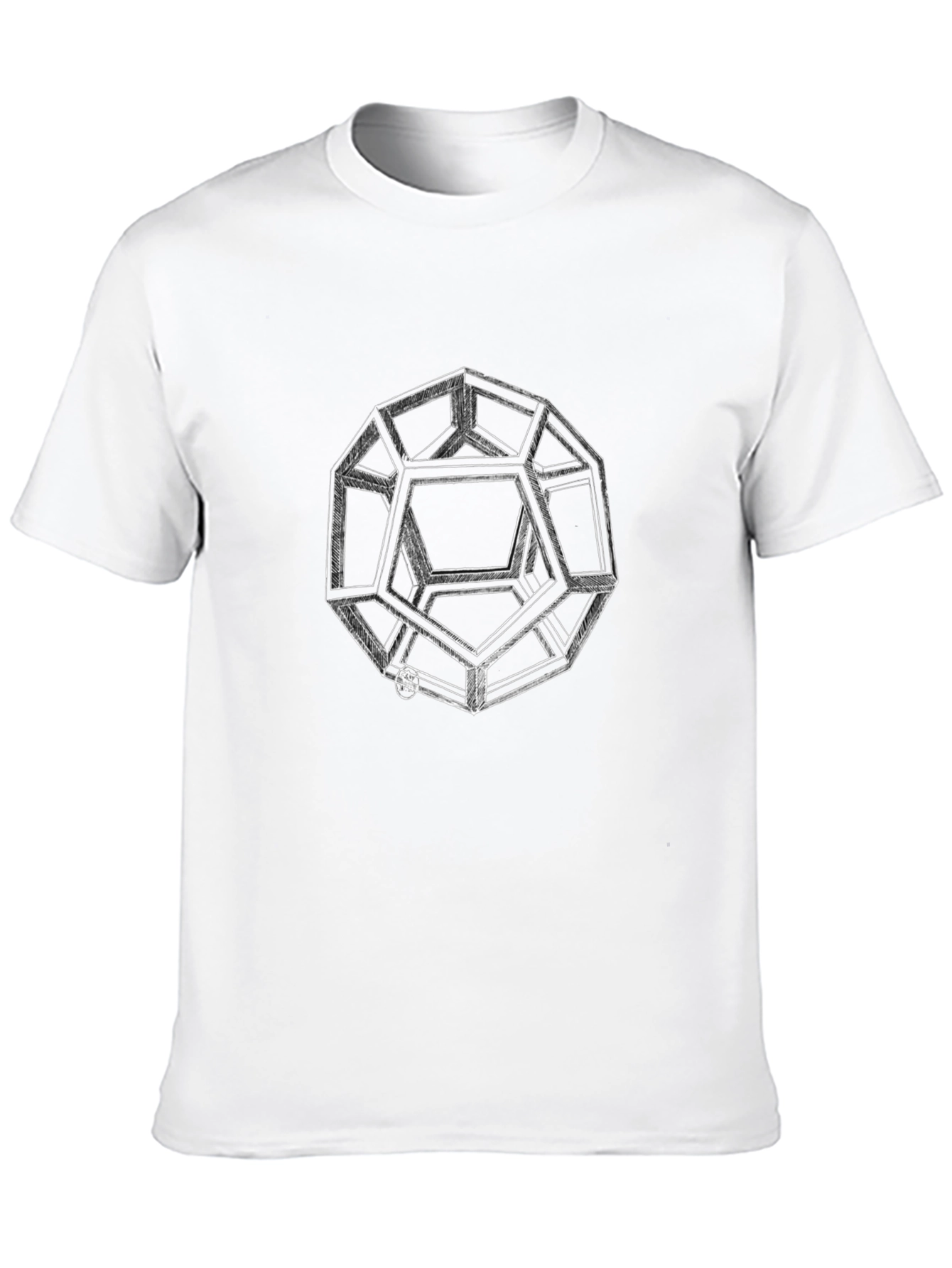 Geometric Dodecahedron Graphic T-Shirt - Black