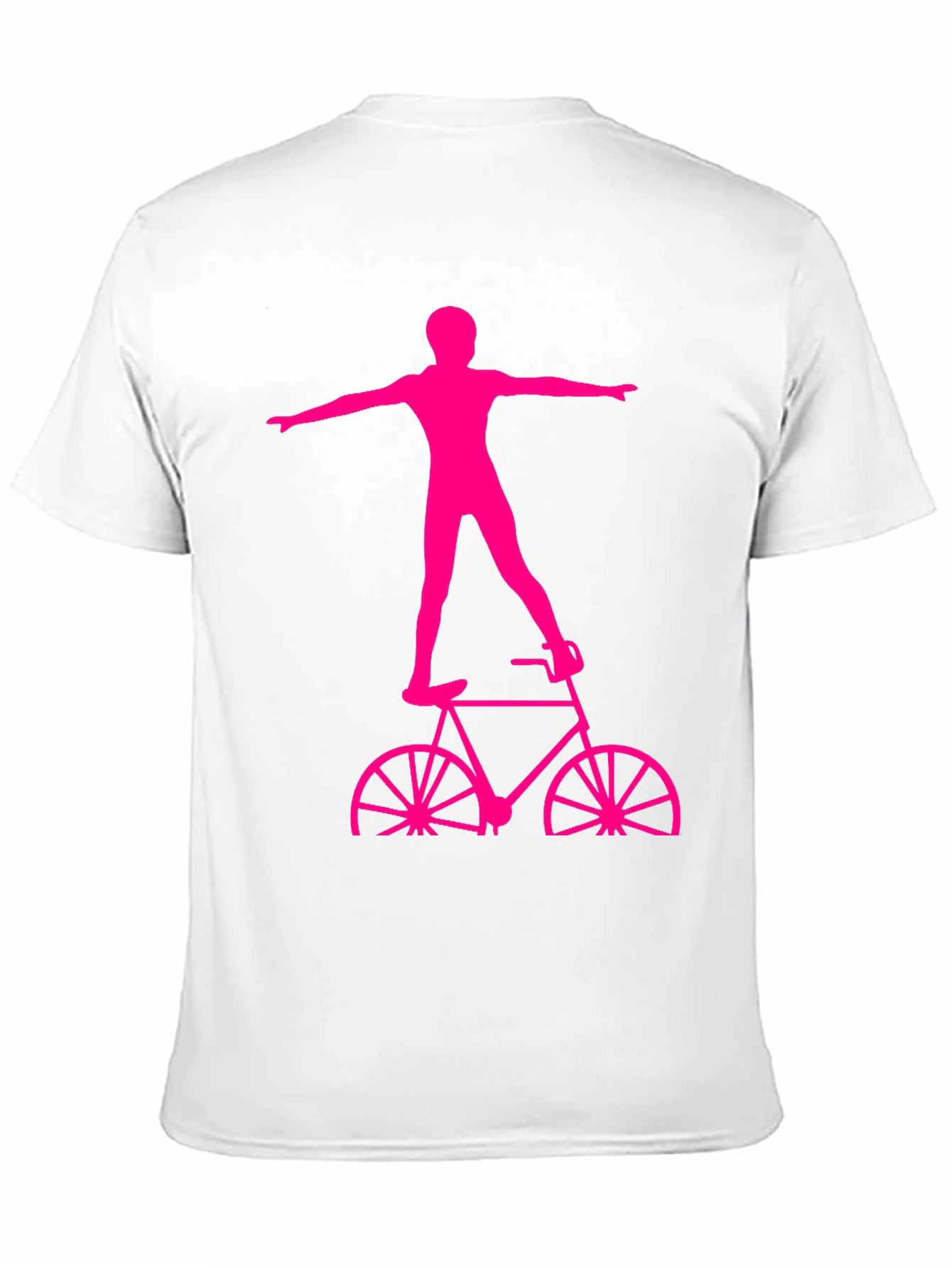 Black T-Shirt with Pink Bicycle Stuntman Graphic