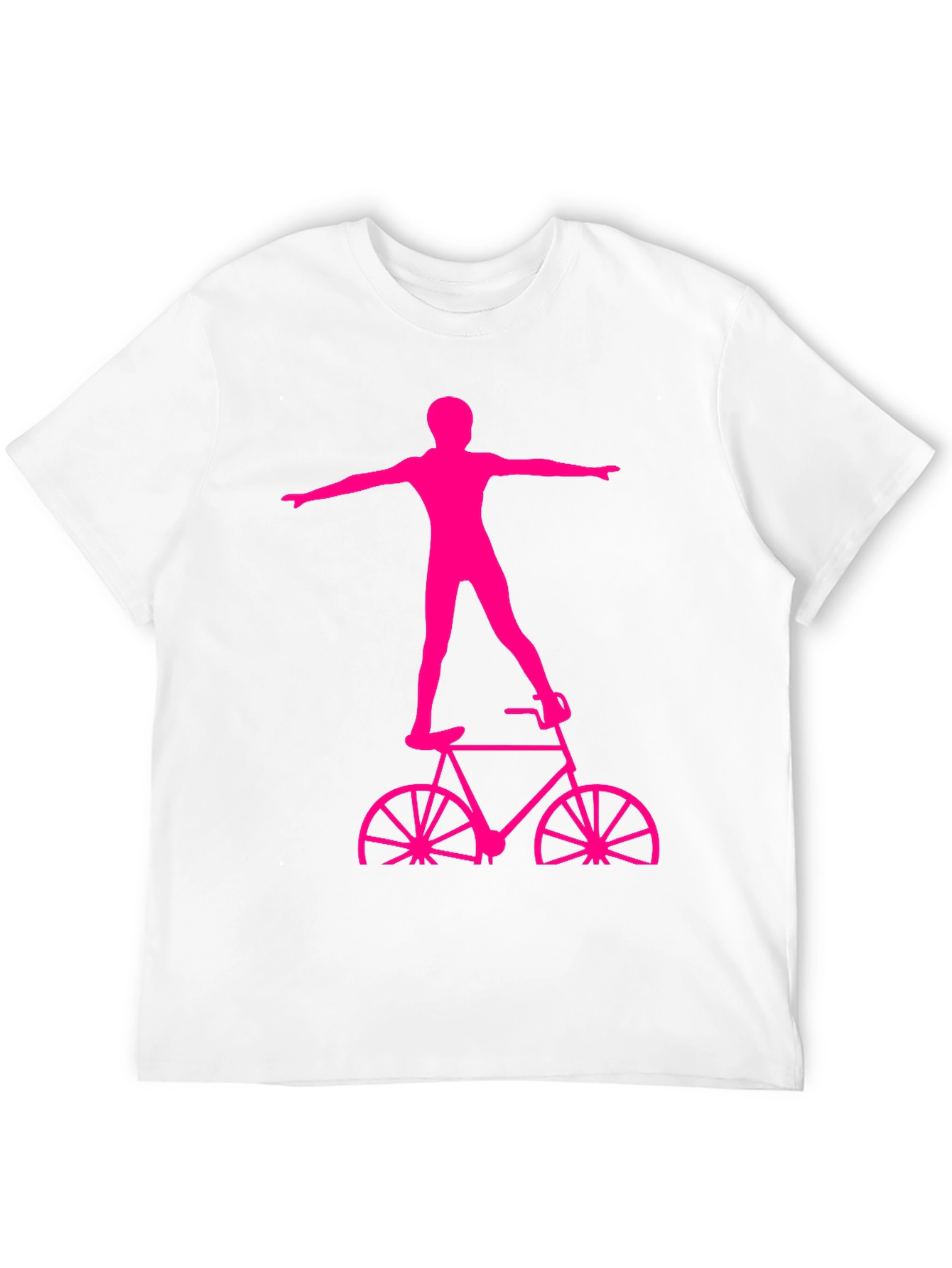 Black T-Shirt with Pink Bicycle Stuntman Graphic