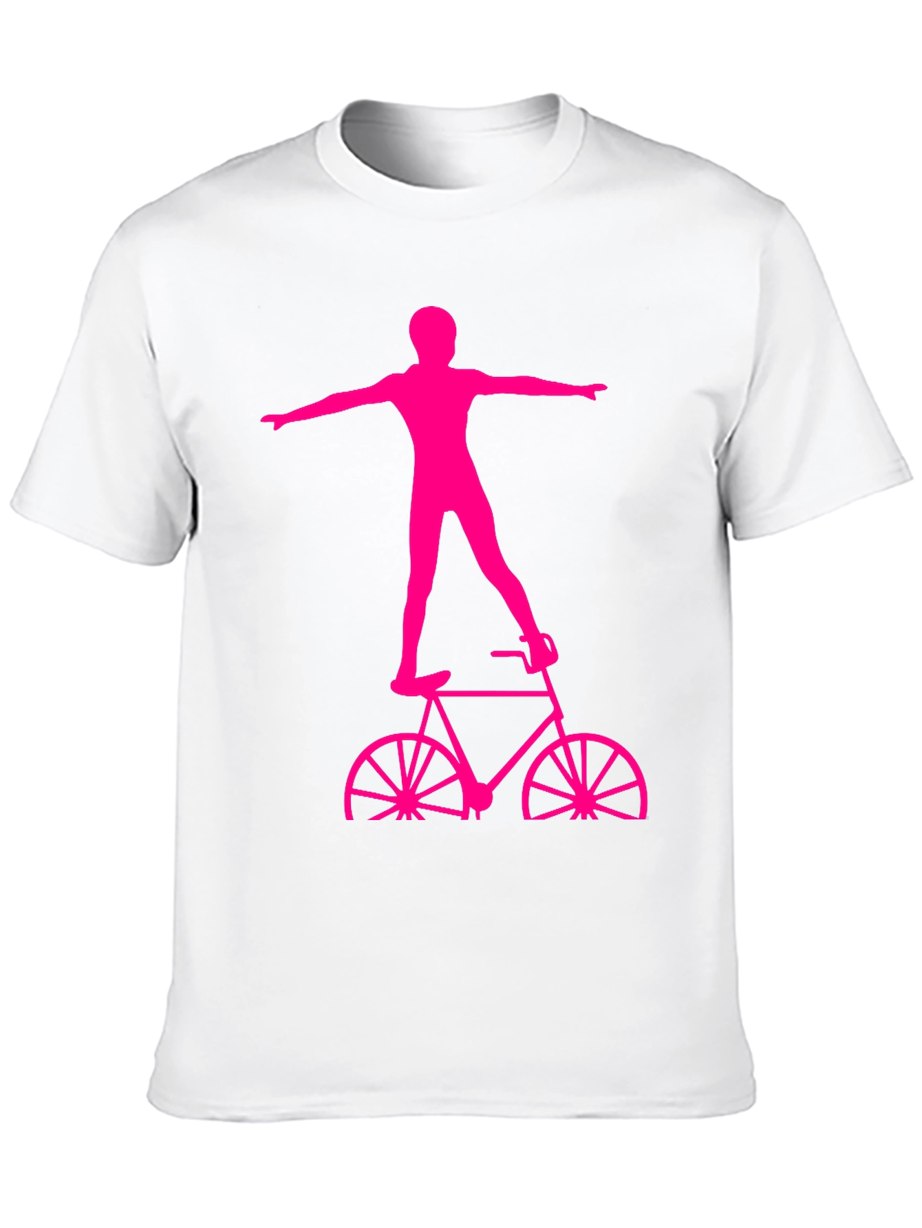 Black T-Shirt with Pink Bicycle Stuntman Graphic