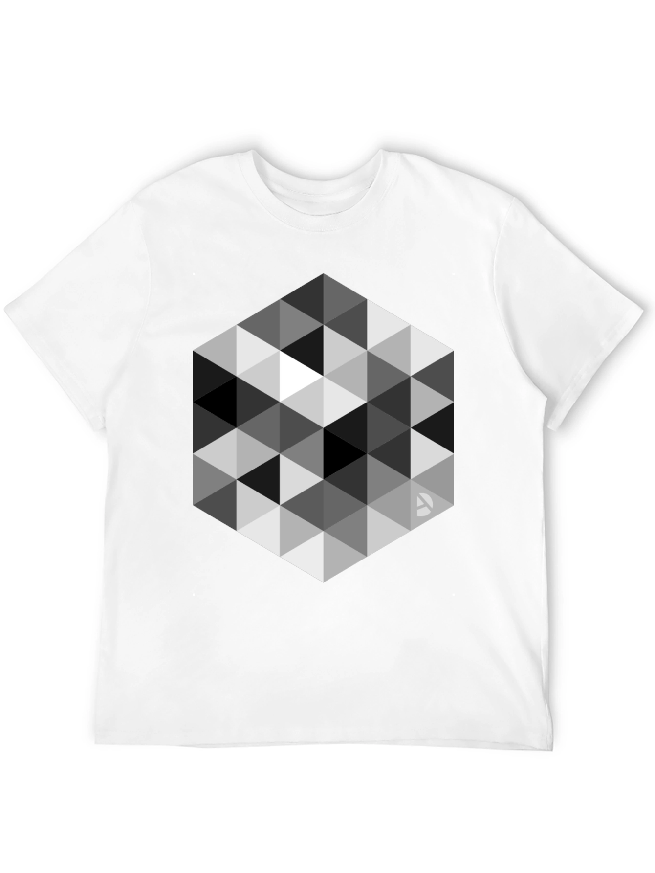 Geometric Triangle Pattern Black T-Shirt